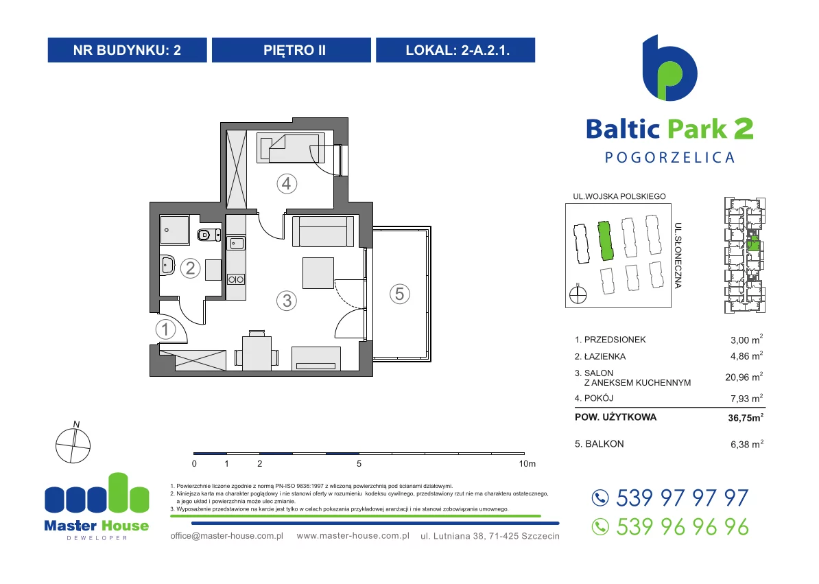 Apartament 36,75 m², piętro 2, oferta nr 2-A.2.1, Baltic Park 2, Pogorzelica, ul. Wojska Polskiego