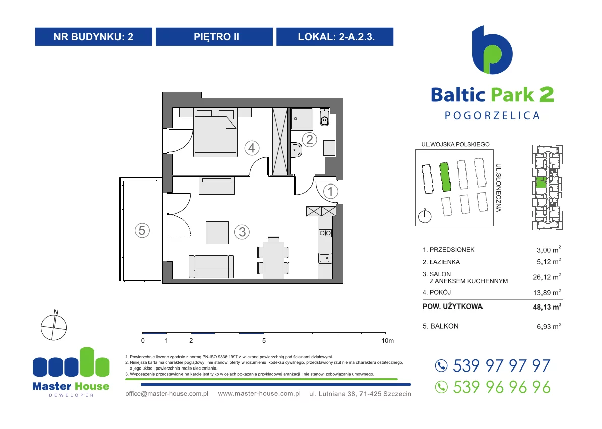 Apartament 48,13 m², piętro 2, oferta nr 2-A.2.3, Baltic Park 2, Pogorzelica, ul. Wojska Polskiego