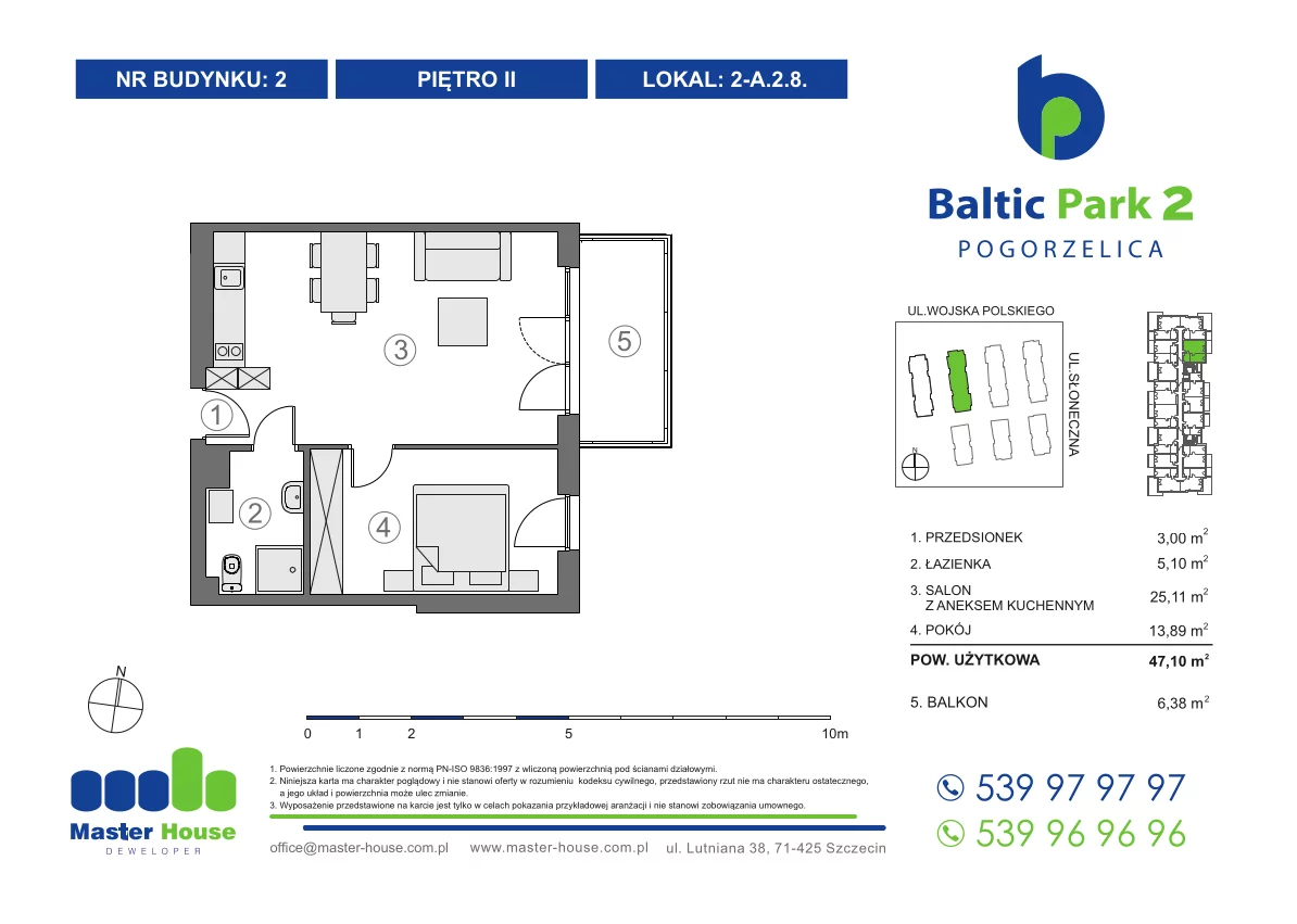 Apartament 47,10 m², piętro 2, oferta nr 2-A.2.8, Baltic Park 2, Pogorzelica, ul. Wojska Polskiego