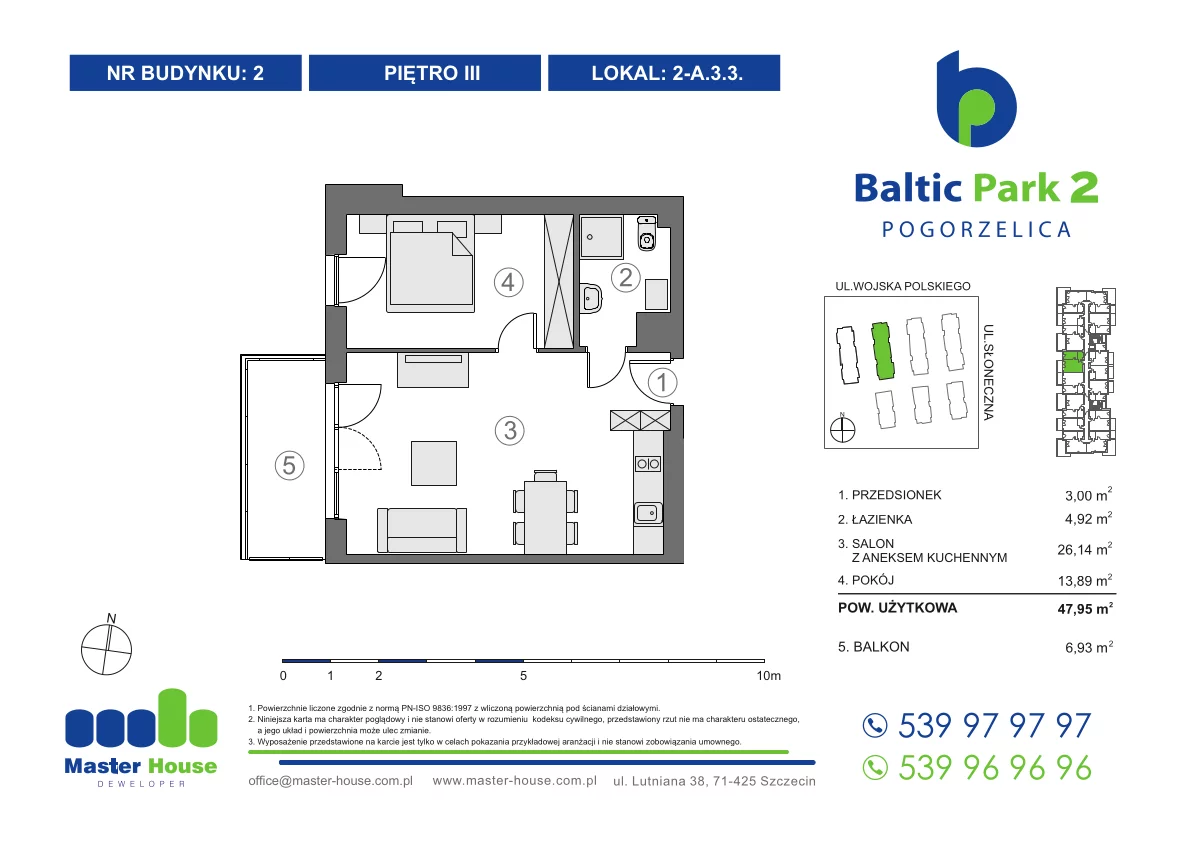 Apartament 47,95 m², piętro 3, oferta nr 2-A.3.3, Baltic Park 2, Pogorzelica, ul. Wojska Polskiego