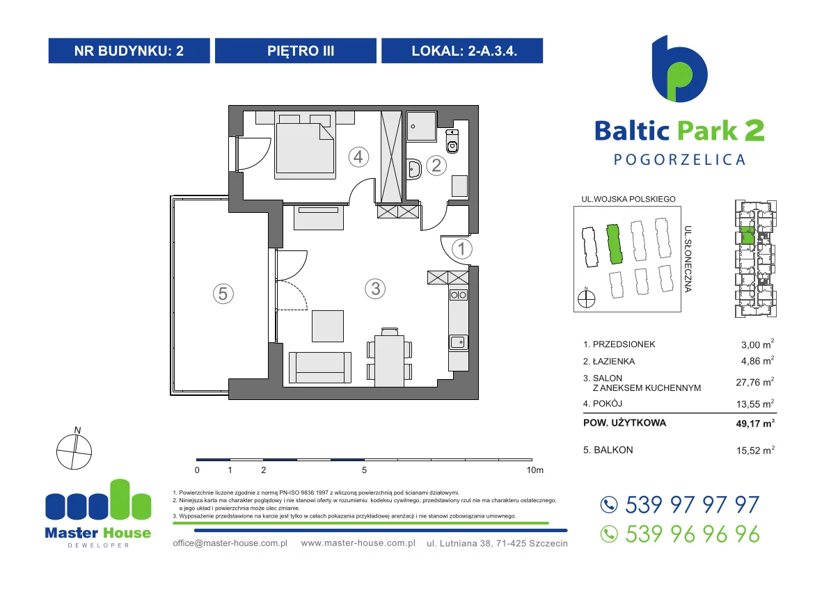 Apartament 49,17 m², piętro 3, oferta nr 2-A.3.4, Baltic Park 2, Pogorzelica, ul. Wojska Polskiego