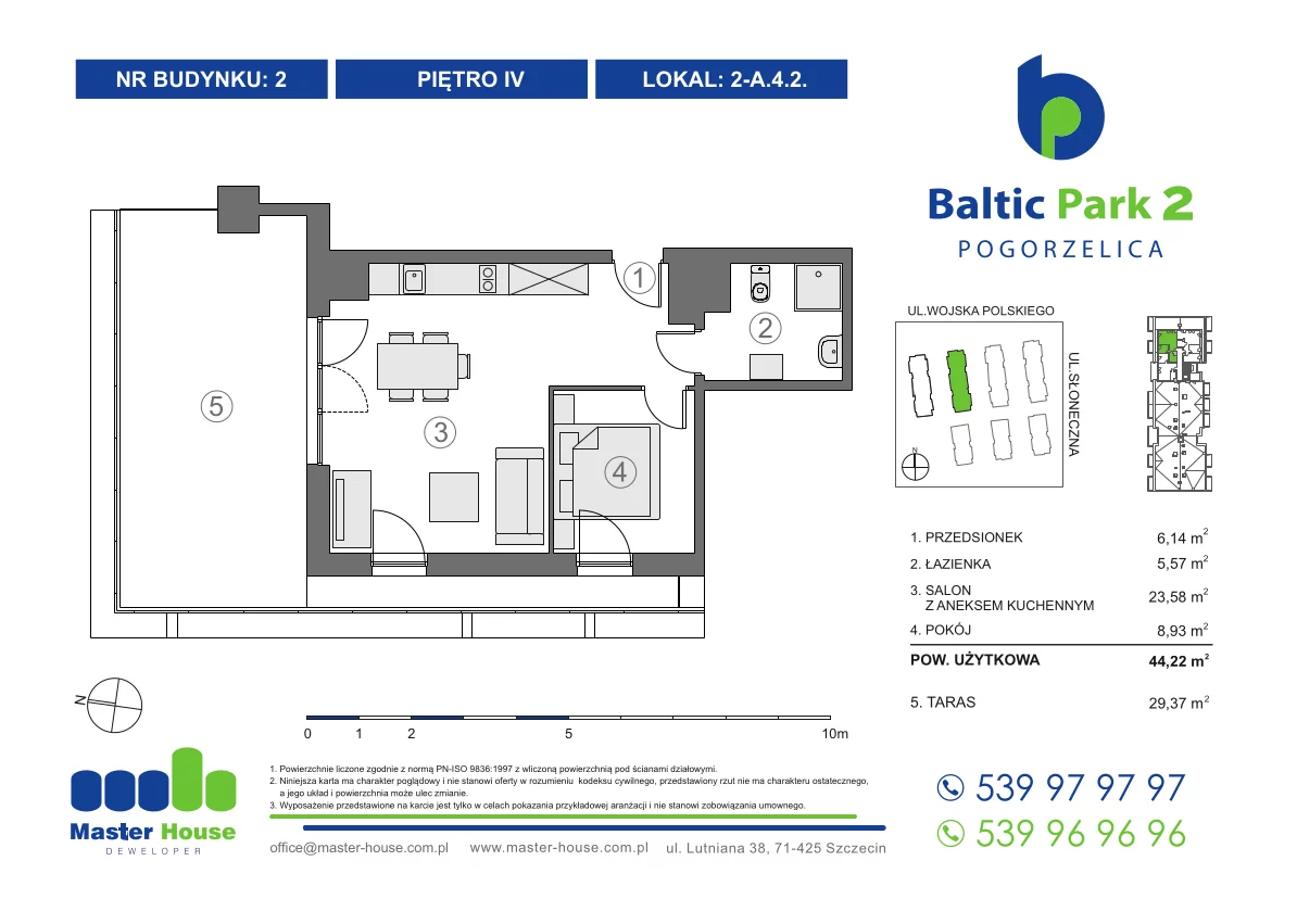 Apartament 44,22 m², piętro 4, oferta nr 2-A.4.2, Baltic Park 2, Pogorzelica, ul. Wojska Polskiego