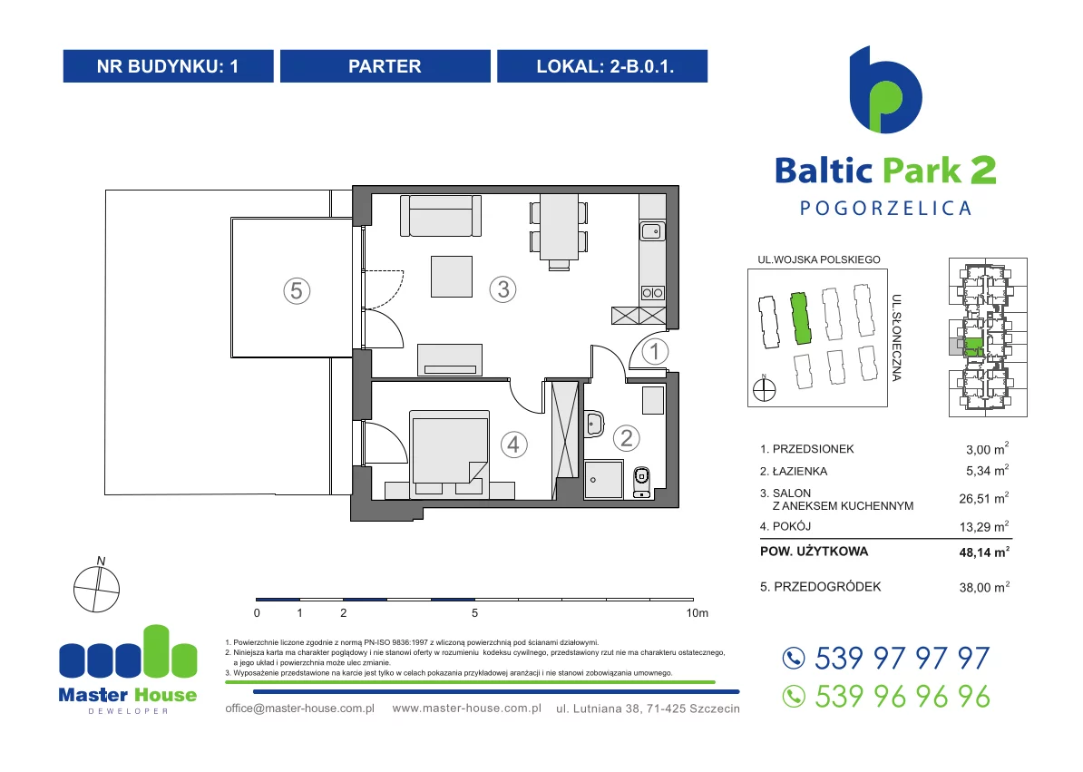 Apartament 48,14 m², parter, oferta nr 2-B.0.1, Baltic Park 2, Pogorzelica, ul. Wojska Polskiego