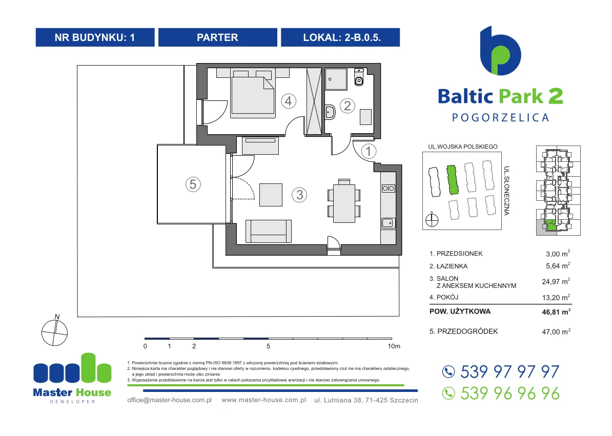 Apartament 46,81 m², parter, oferta nr 2-B.0.5, Baltic Park 2, Pogorzelica, ul. Wojska Polskiego