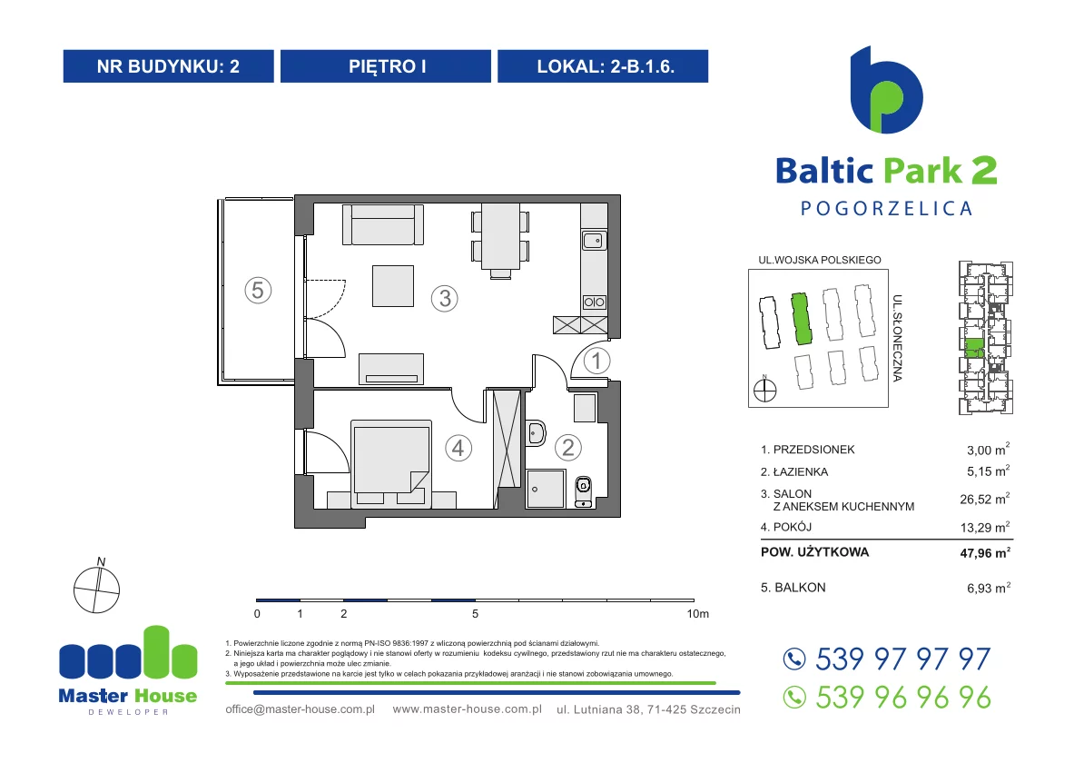 Apartament 47,96 m², piętro 1, oferta nr 2-B.1.6, Baltic Park 2, Pogorzelica, ul. Wojska Polskiego