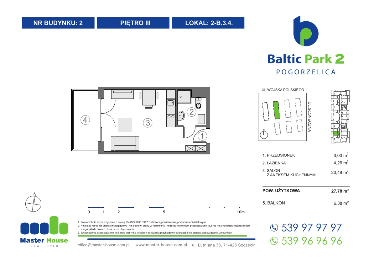 Apartament 27,78 m², piętro 3, oferta nr 2-B.3.4, Baltic Park 2, Pogorzelica, ul. Wojska Polskiego