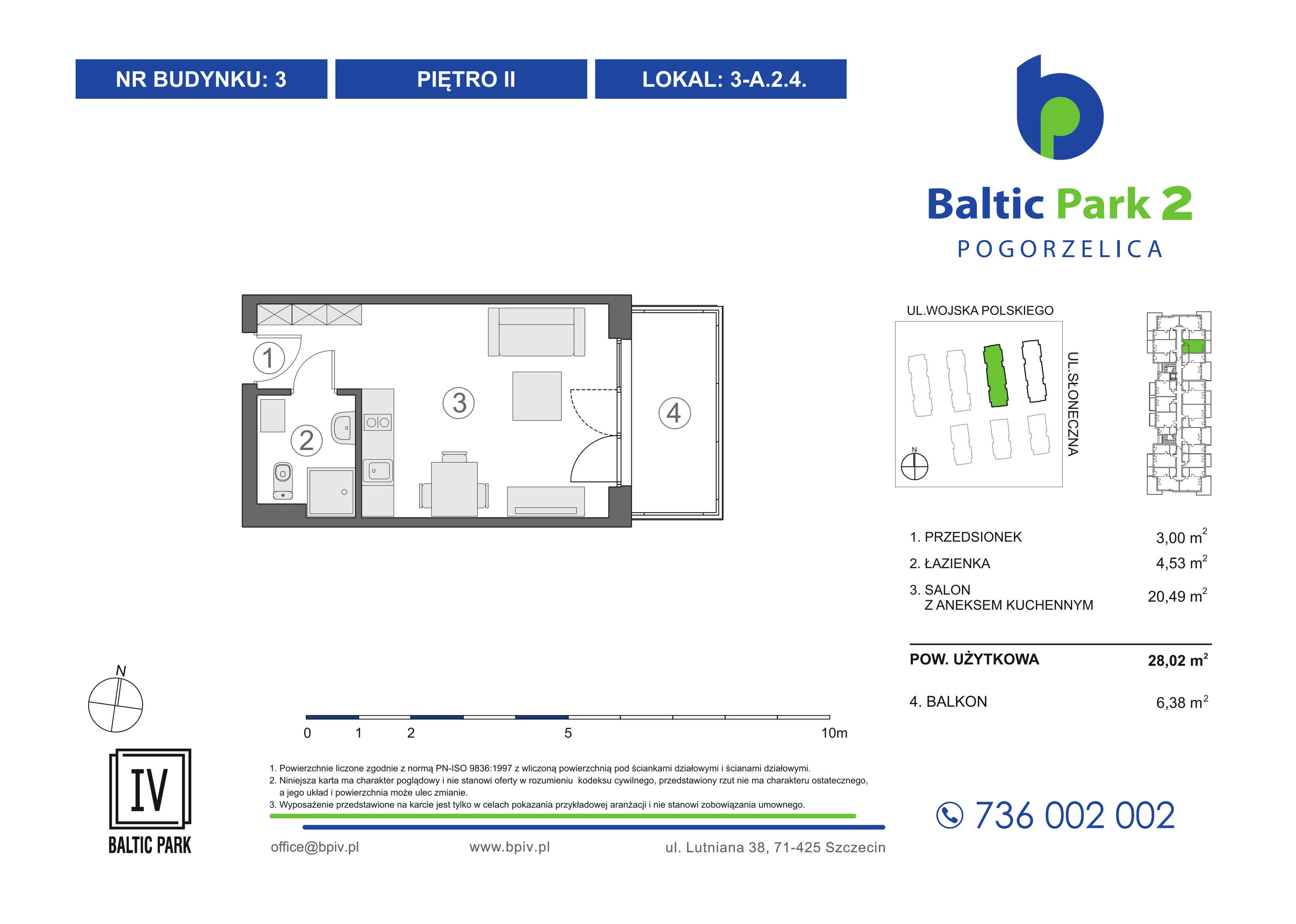 1 pokój, mieszkanie 28,02 m², piętro 2, oferta nr 3-A.2.4, Baltic Park 2 - Etap III, Pogorzelica, ul. Wojska Polskiego