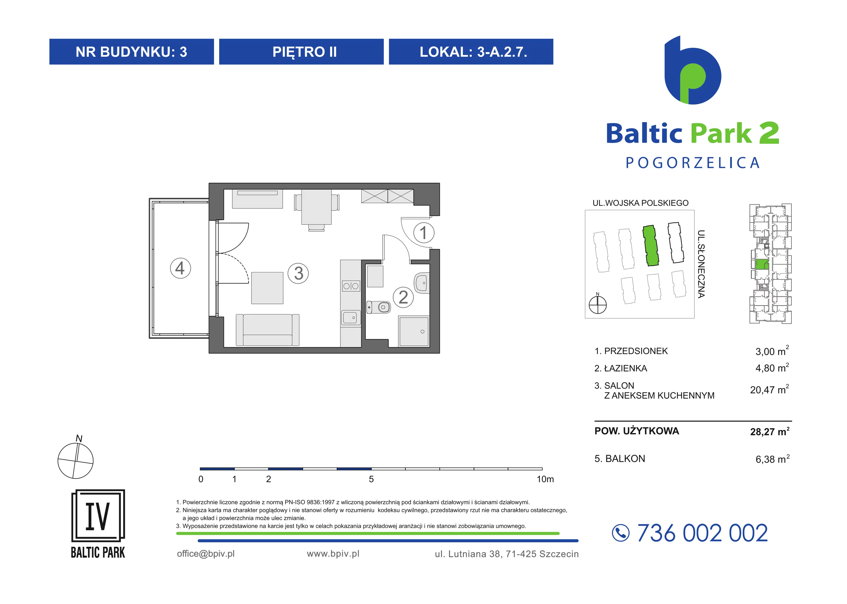 1 pokój, mieszkanie 28,27 m², piętro 2, oferta nr 3-A.2.7, Baltic Park 2 - Etap III, Pogorzelica, ul. Wojska Polskiego