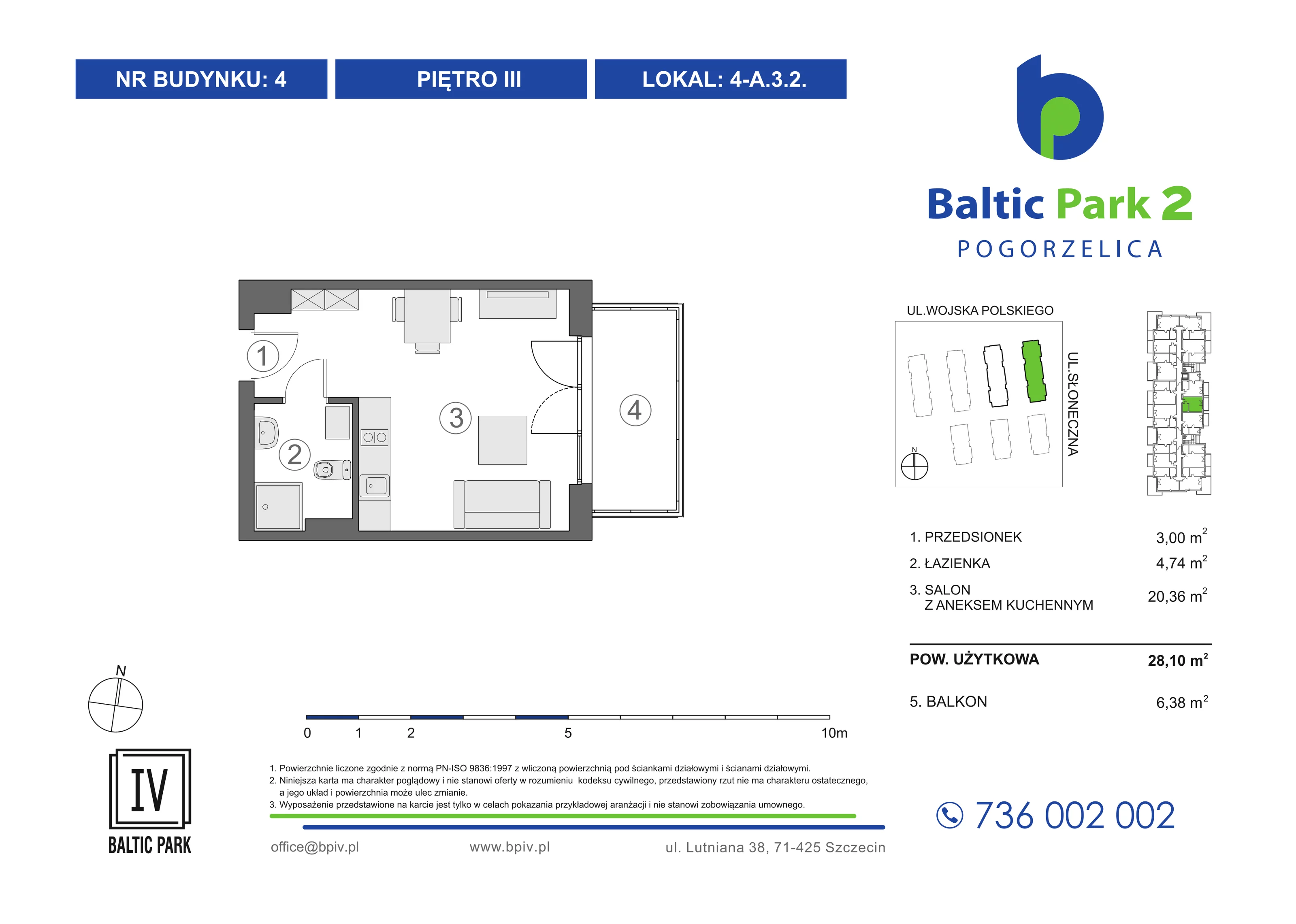 1 pokój, mieszkanie 28,10 m², piętro 3, oferta nr 4-A.3.2, Baltic Park 2 - Etap III, Pogorzelica, ul. Wojska Polskiego