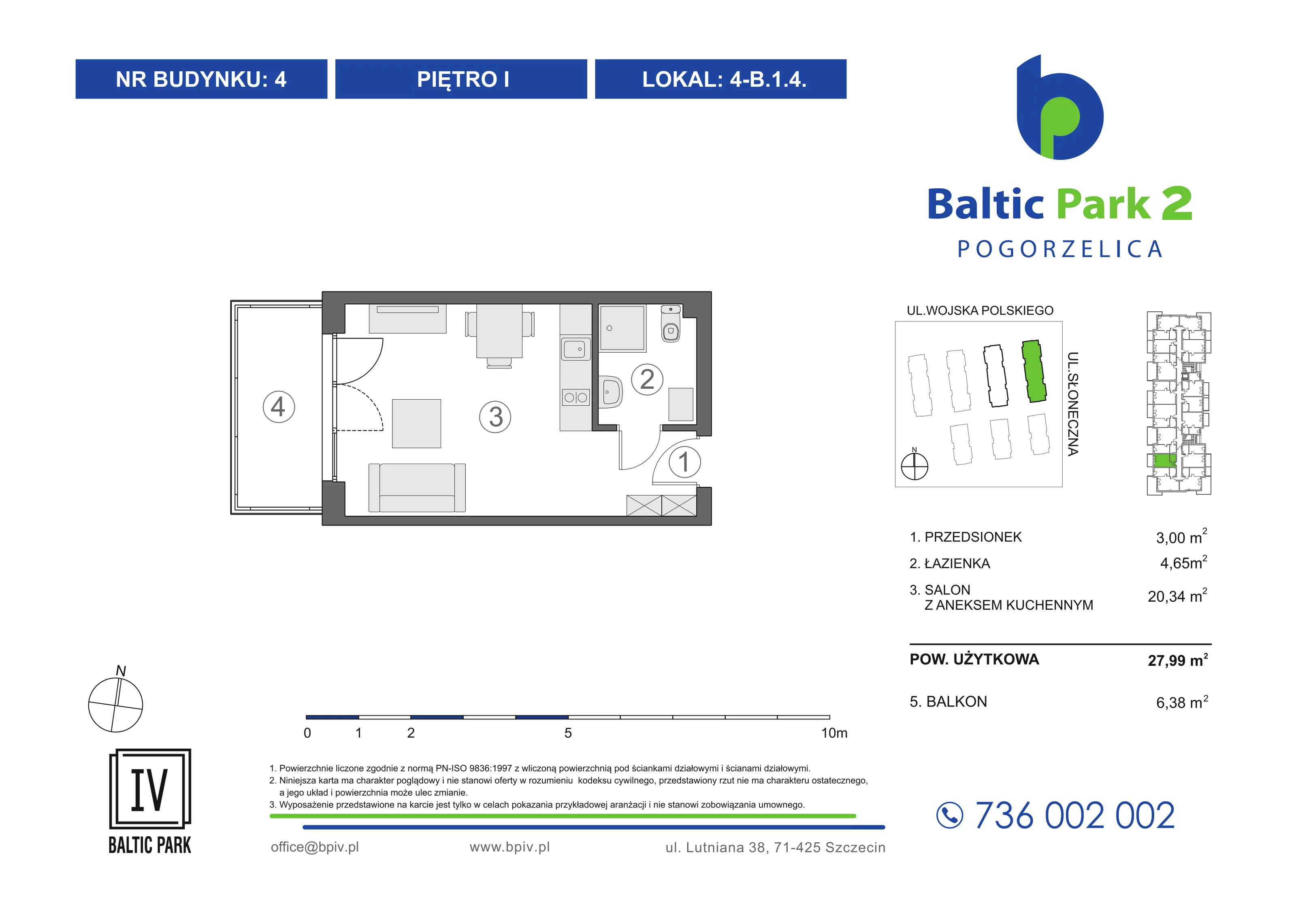 1 pokój, mieszkanie 27,99 m², piętro 1, oferta nr 4-B.1.4, Baltic Park 2 - Etap III, Pogorzelica, ul. Wojska Polskiego