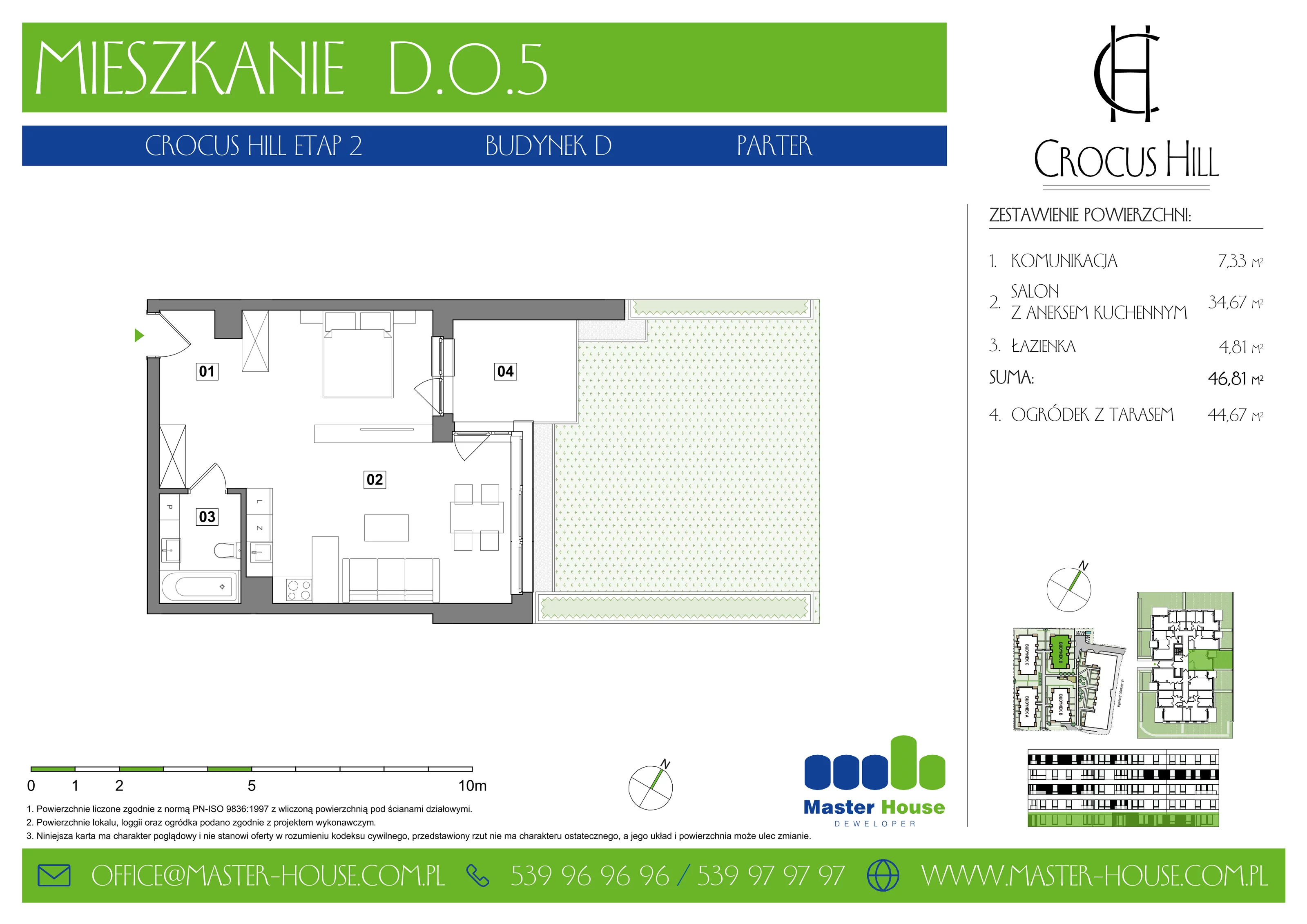 1 pokój, mieszkanie 46,81 m², parter, oferta nr D.0.5, Crocus Hill, Szczecin, Śródmieście, Śródmieście Północ, ul. Jerzego Janosika 2, 2A, 3, 3A