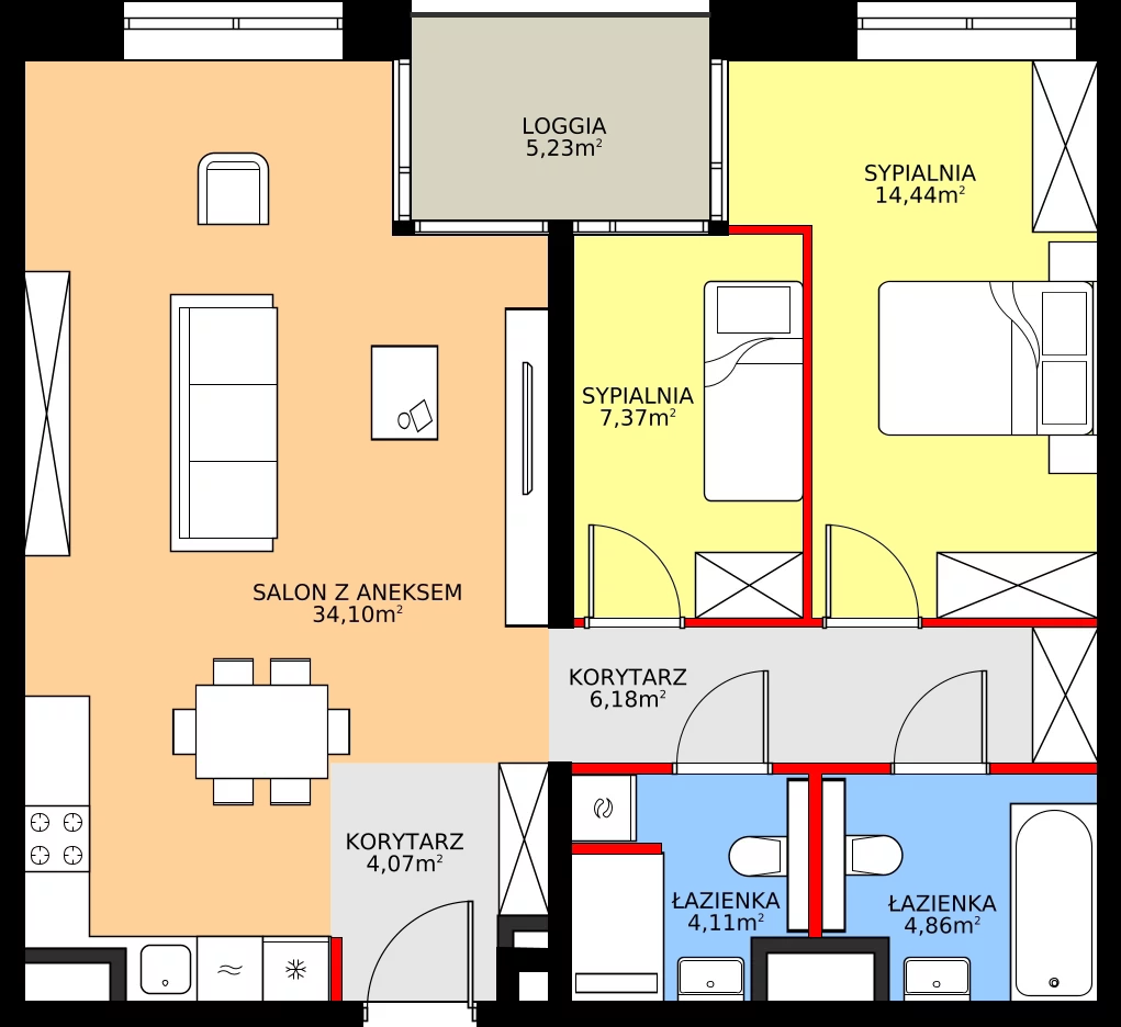 Zalety apartamentu 75.13 m², 44