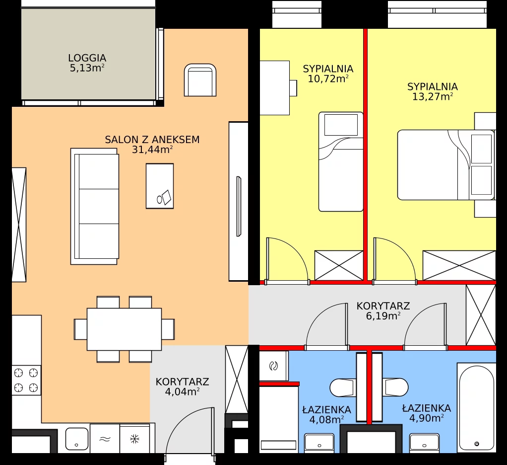 Zalety apartamentu 74.64 m², 28
