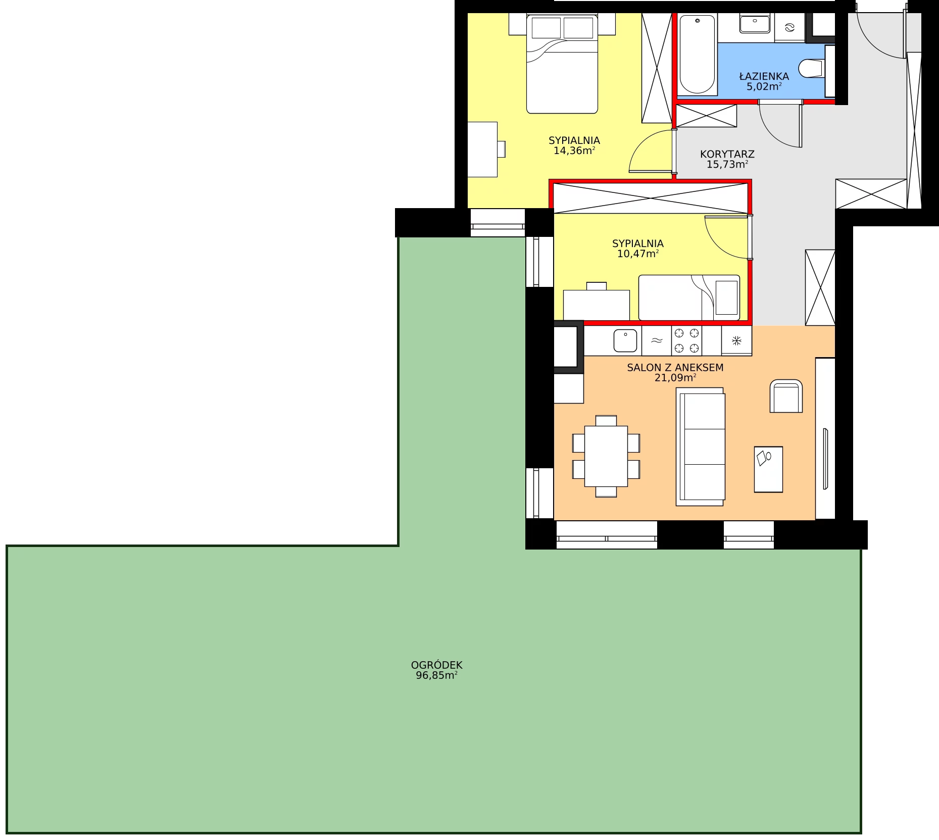Zalety apartamentu 66.67 m², 3