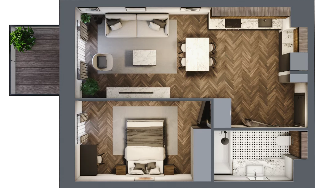 2 pokoje, apartament 44,84 m², piętro 4, oferta nr 32, Kopalniana 1, Katowice, Bogucice, ul. Kopalniana 1