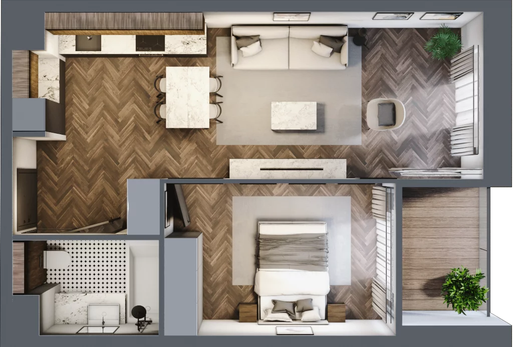 2 pokoje, apartament 44,58 m², piętro 4, oferta nr 36, Kopalniana 1, Katowice, Bogucice, ul. Kopalniana 1
