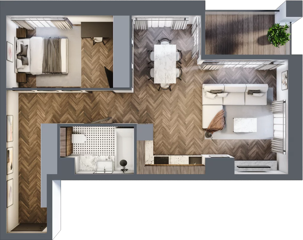 2 pokoje, apartament 55,70 m², piętro 4, oferta nr 35, Kopalniana 1, Katowice, Bogucice, ul. Kopalniana 1