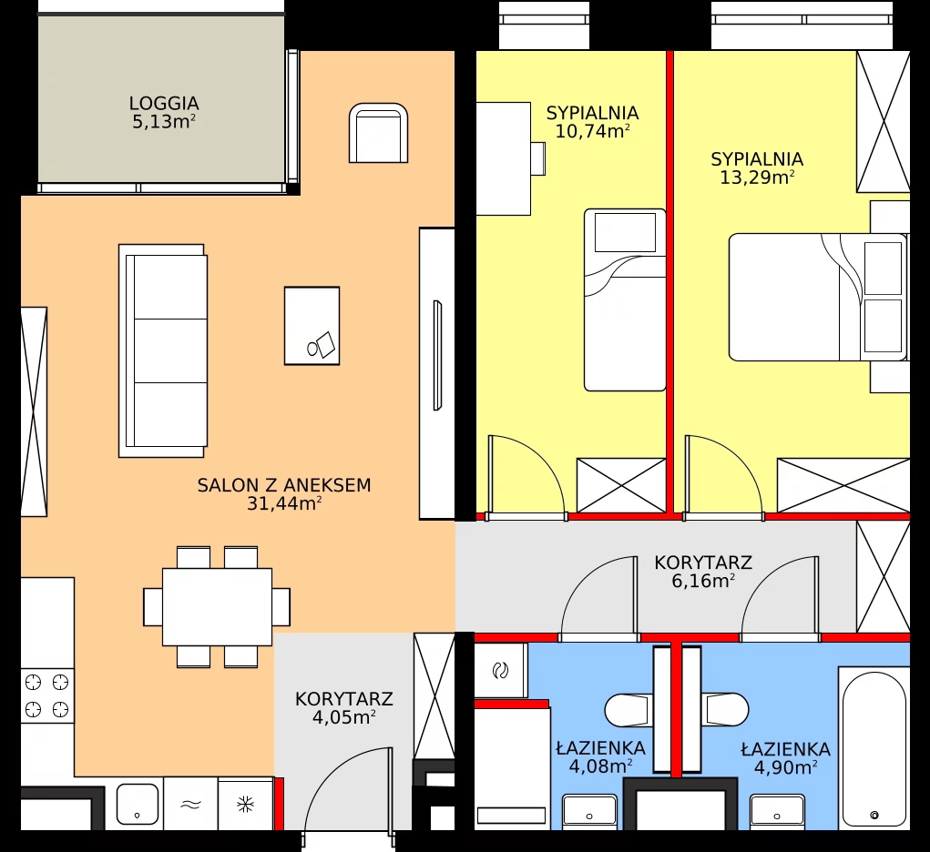 Zalety apartamentu 74.66 m², 51