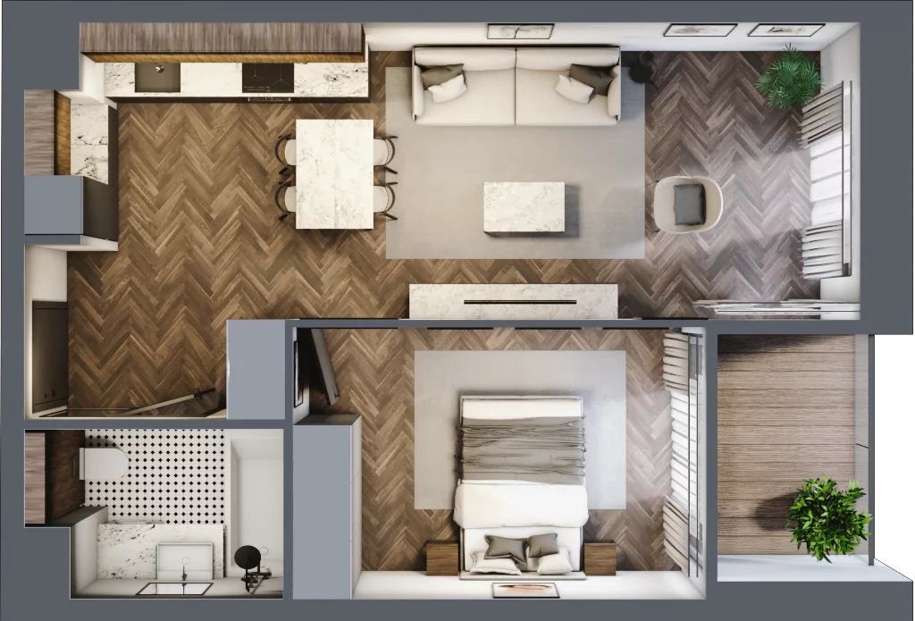 2 pokoje, apartament 44,28 m², piętro 1, oferta nr 9, Kopalniana 1, Katowice, Bogucice, ul. Kopalniana 1