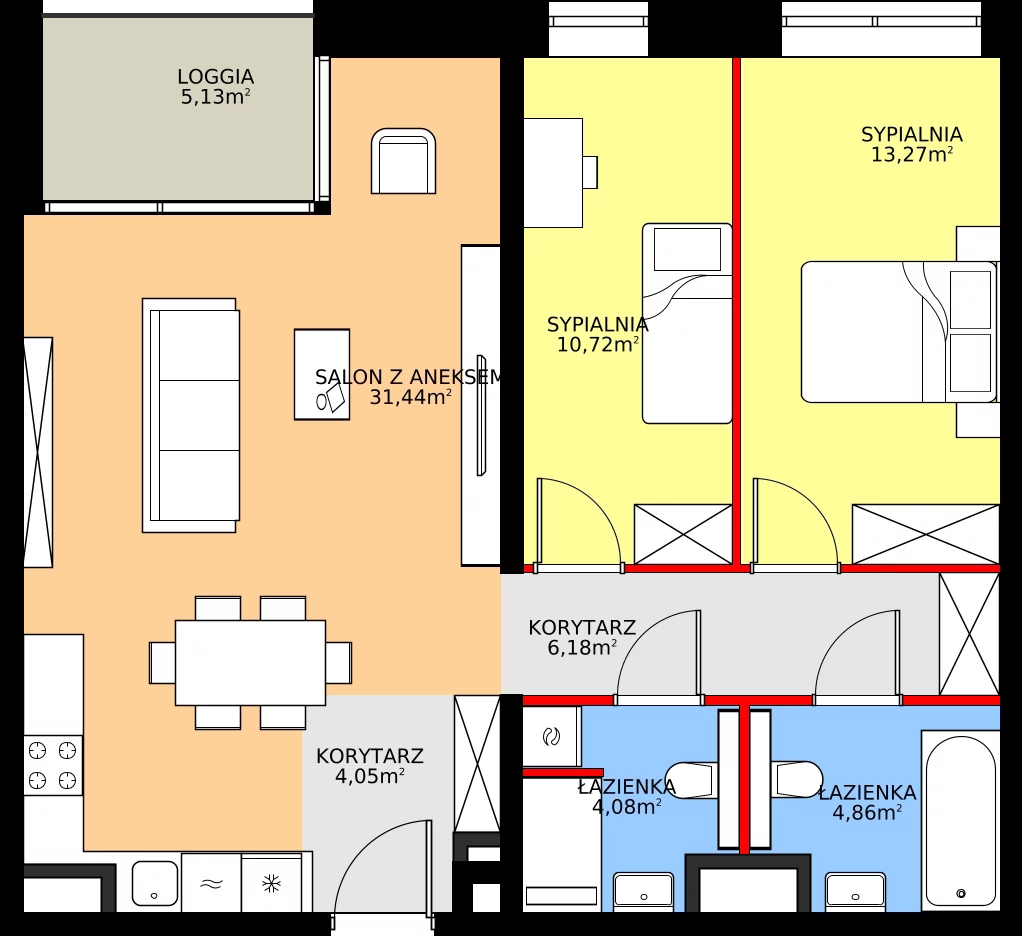 Zalety apartamentu 74.6 m², 37
