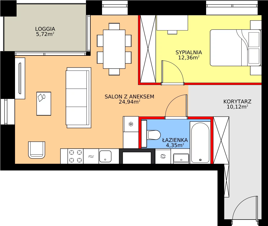 Zalety apartamentu 51.77 m², 6
