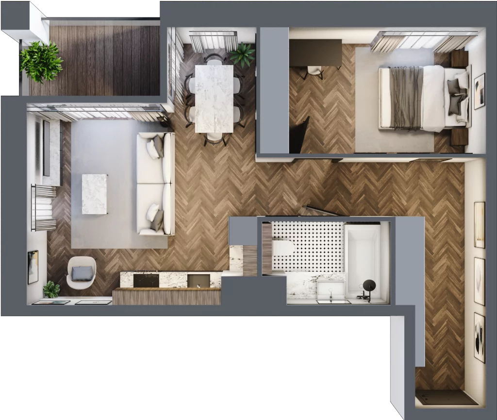2 pokoje, apartament 51,77 m², piętro 1, oferta nr 6, Kopalniana 1, Katowice, Bogucice, ul. Kopalniana 1