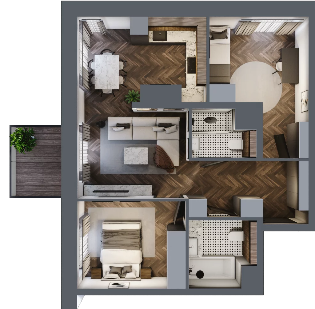3 pokoje, apartament 59,65 m², piętro 6, oferta nr 48, Kopalniana 1, Katowice, Bogucice, ul. Kopalniana 1