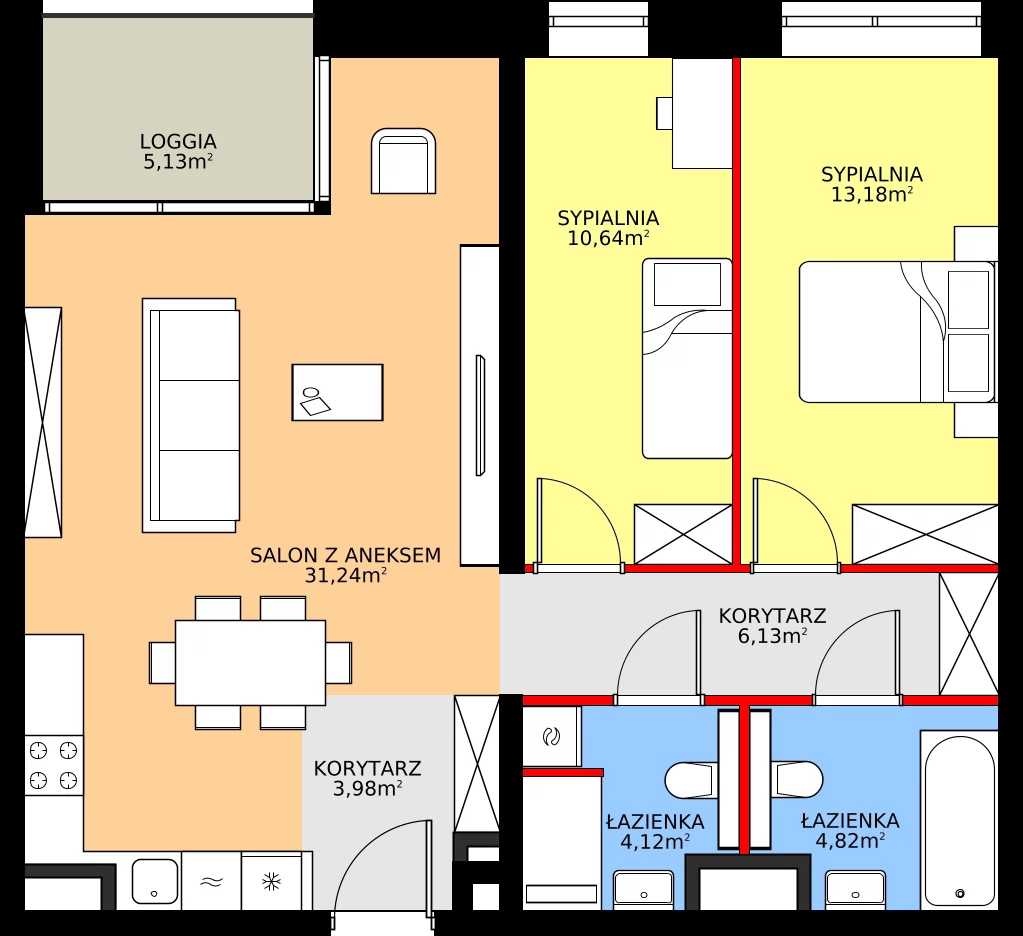 Zalety apartamentu 74.11 m², 10