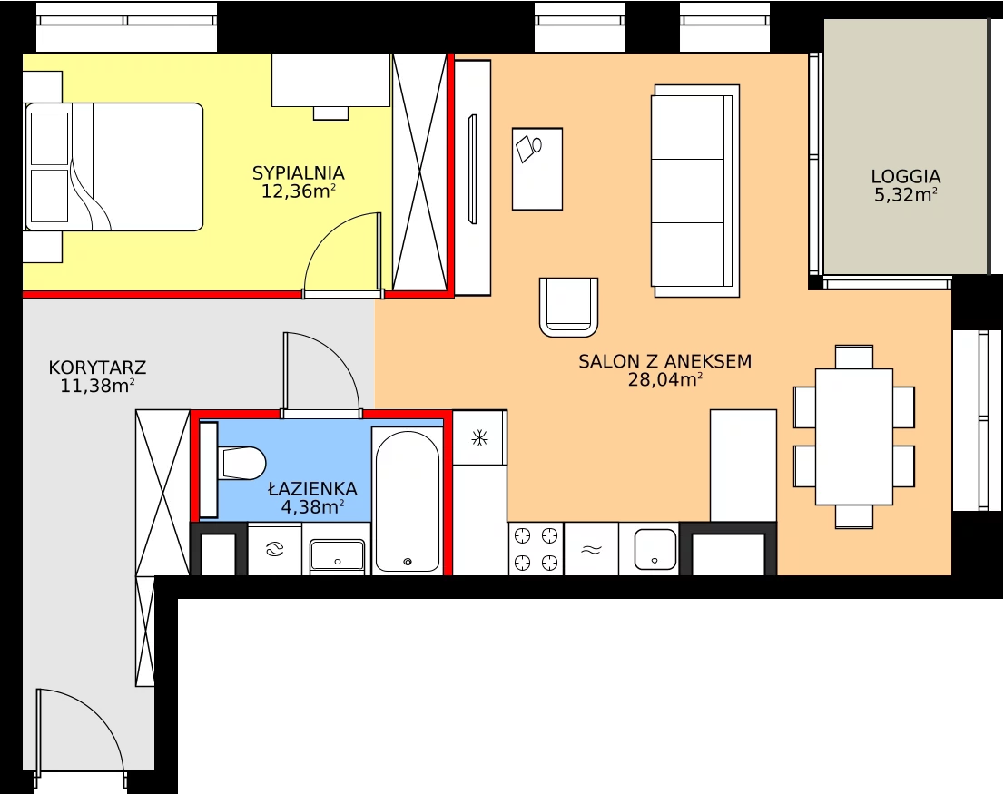 Zalety apartamentu 56.16 m², 8