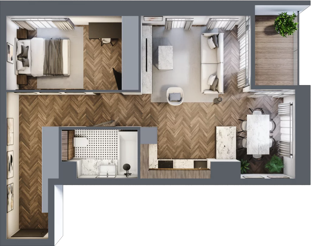 2 pokoje, apartament 56,16 m², piętro 1, oferta nr 8, Kopalniana 1, Katowice, Bogucice, ul. Kopalniana 1