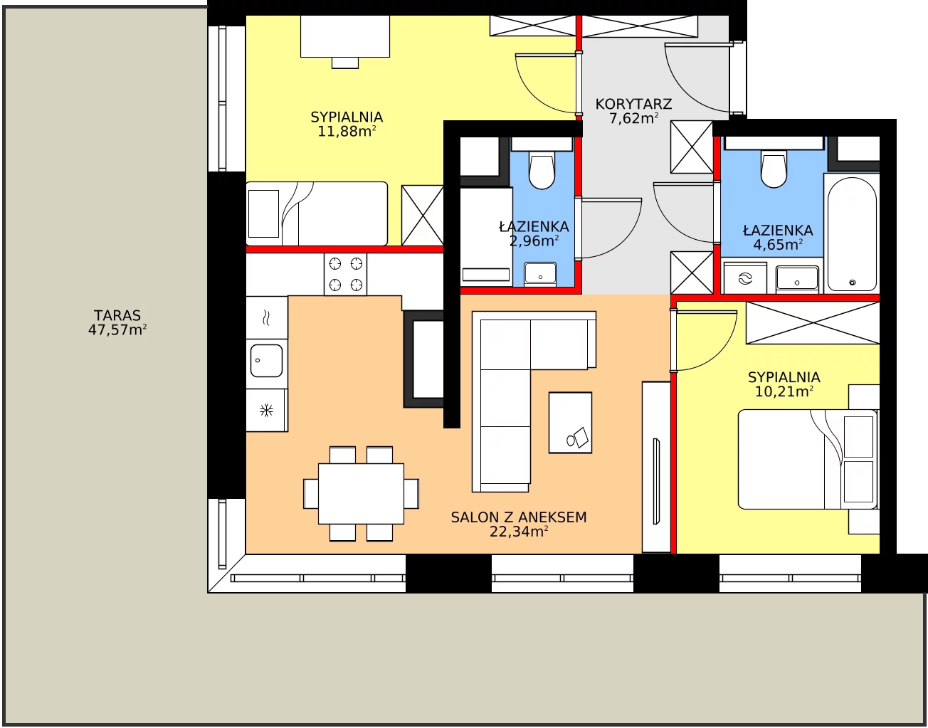 Zalety apartamentu 59.66 m², 41