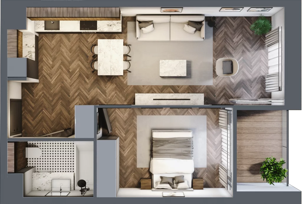 2 pokoje, apartament 44,60 m², piętro 3, oferta nr 27, Kopalniana 1, Katowice, Bogucice, ul. Kopalniana 1