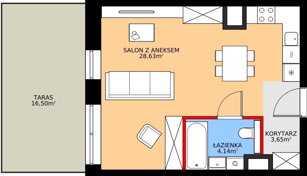Zalety apartamentu 36.42 m², 42