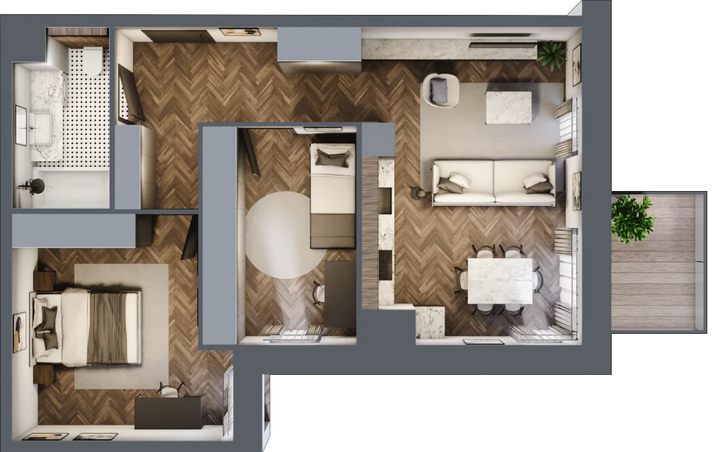 3 pokoje, apartament 60,81 m², piętro 6, oferta nr 53, Kopalniana 1, Katowice, Bogucice, ul. Kopalniana 1