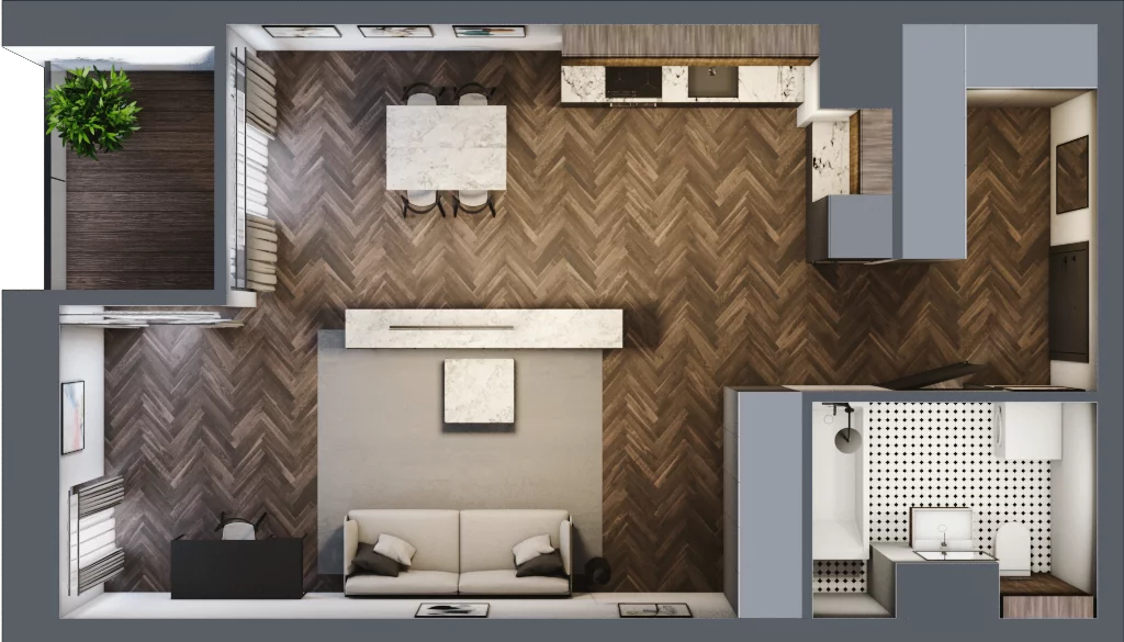1 pokój, apartament 48,82 m², piętro 1, oferta nr 7, Kopalniana 1, Katowice, Bogucice, ul. Kopalniana 1