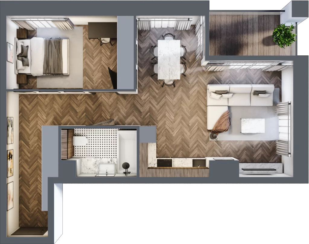 2 pokoje, apartament 55,21 m², piętro 2, oferta nr 17, Kopalniana 1, Katowice, Bogucice, ul. Kopalniana 1