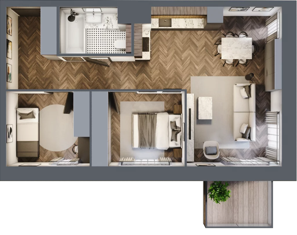 3 pokoje, apartament 58,58 m², piętro 2, oferta nr 20, Kopalniana 1, Katowice, Bogucice, ul. Kopalniana 1
