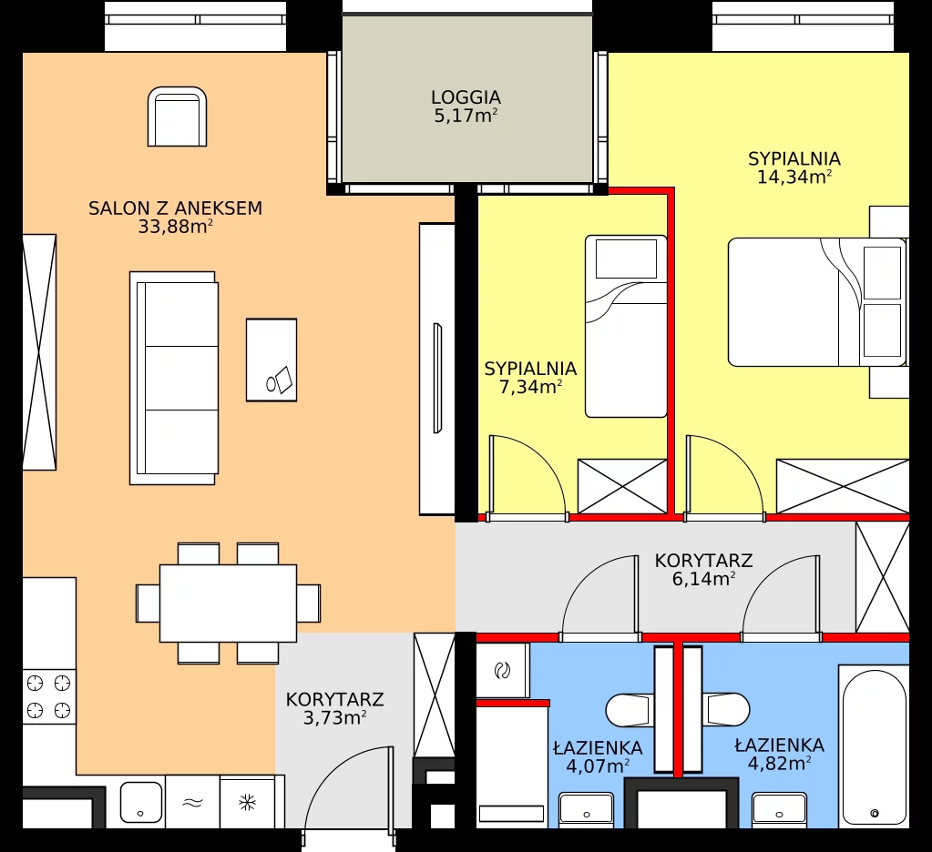 Zalety apartamentu 74.32 m², 19