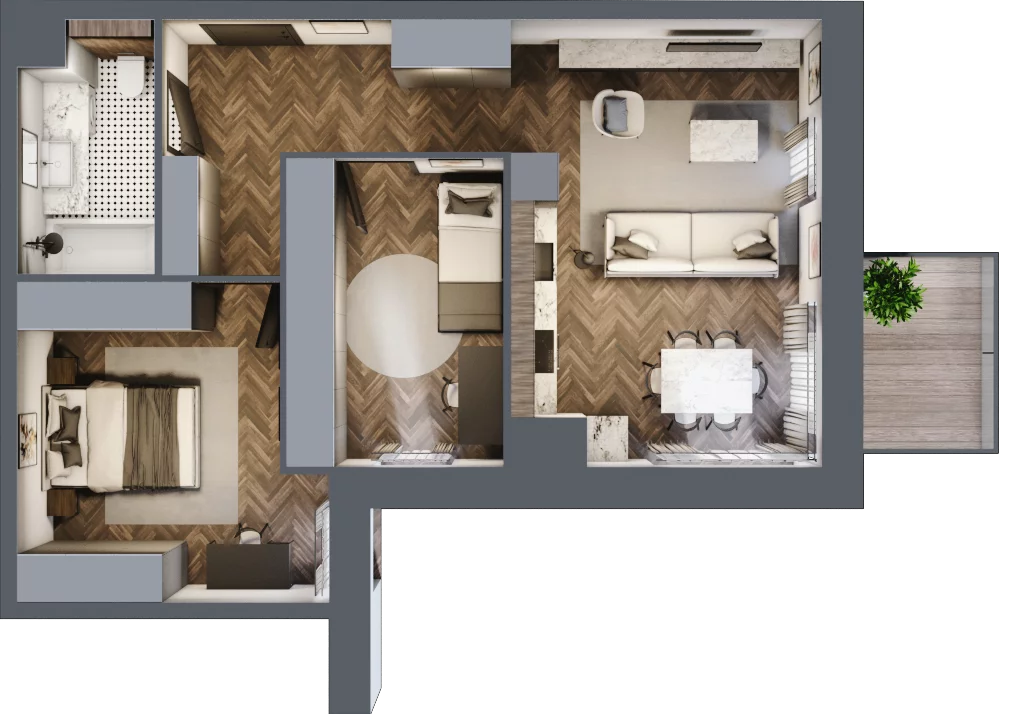 3 pokoje, apartament 60,88 m², piętro 4, oferta nr 39, Kopalniana 1, Katowice, Bogucice, ul. Kopalniana 1