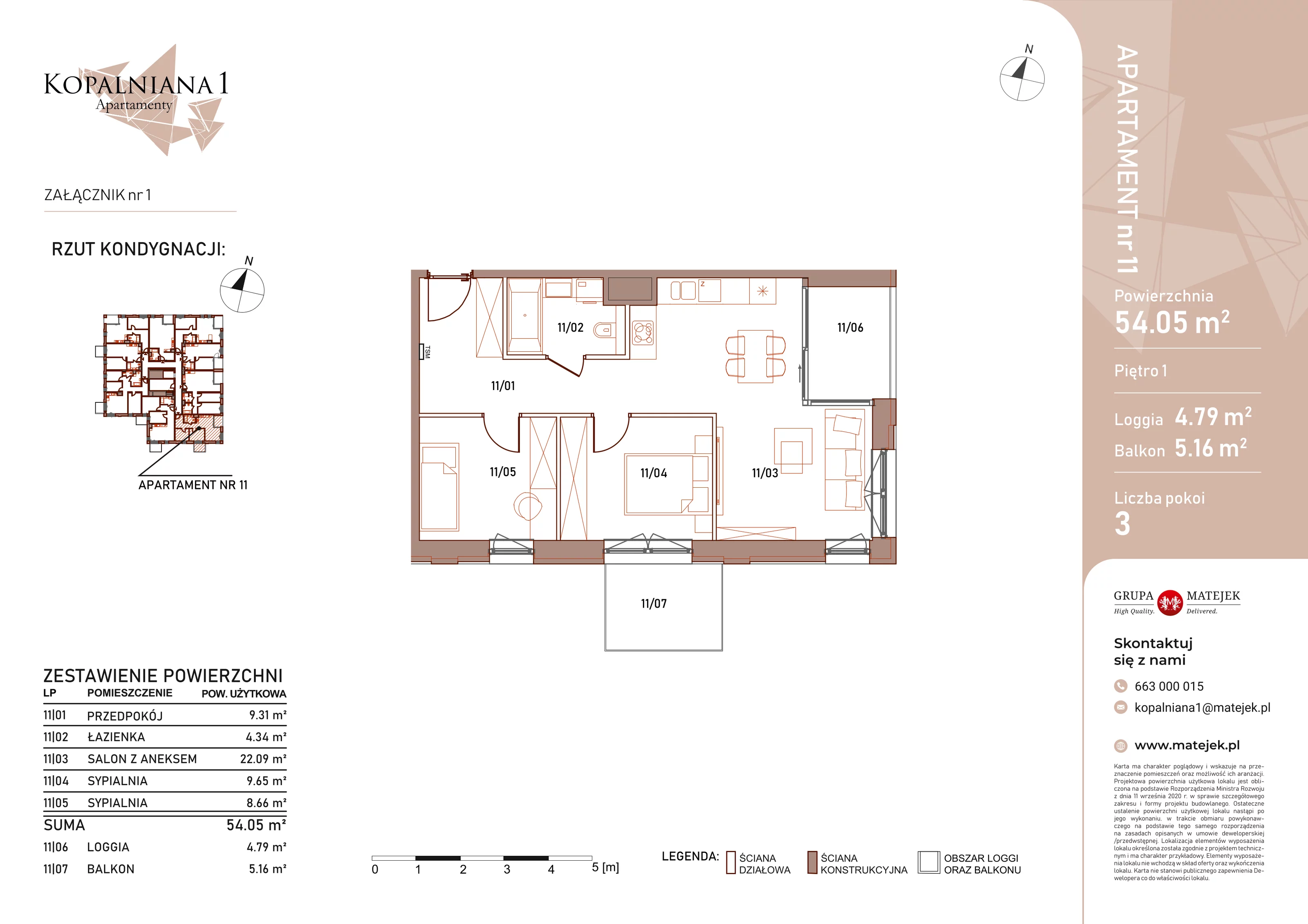 3 pokoje, apartament 54,05 m², piętro 1, oferta nr 11, Kopalniana 1, Katowice, Bogucice, ul. Kopalniana 1