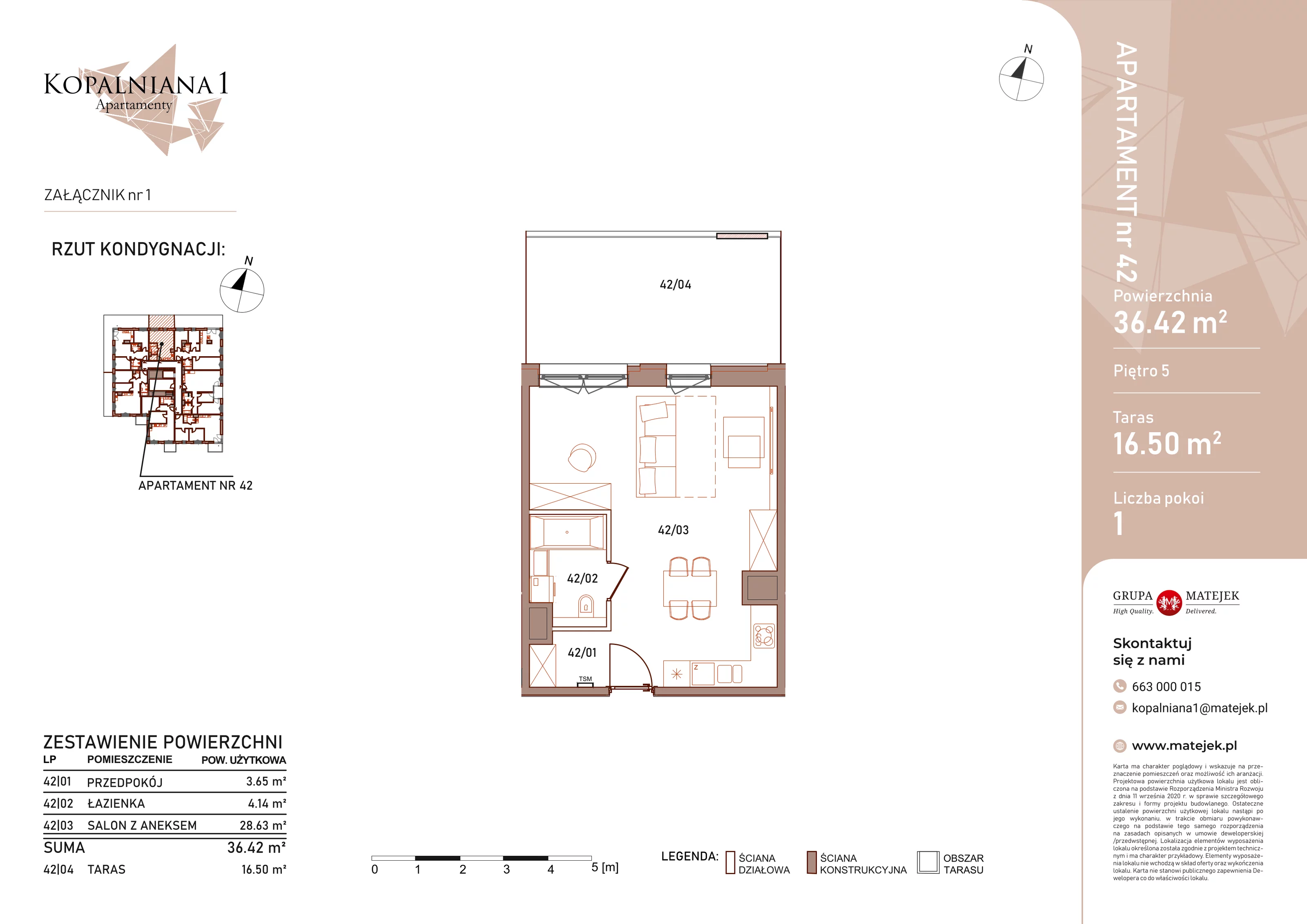 1 pokój, apartament 36,42 m², piętro 5, oferta nr 42, Kopalniana 1, Katowice, Bogucice, ul. Kopalniana 1