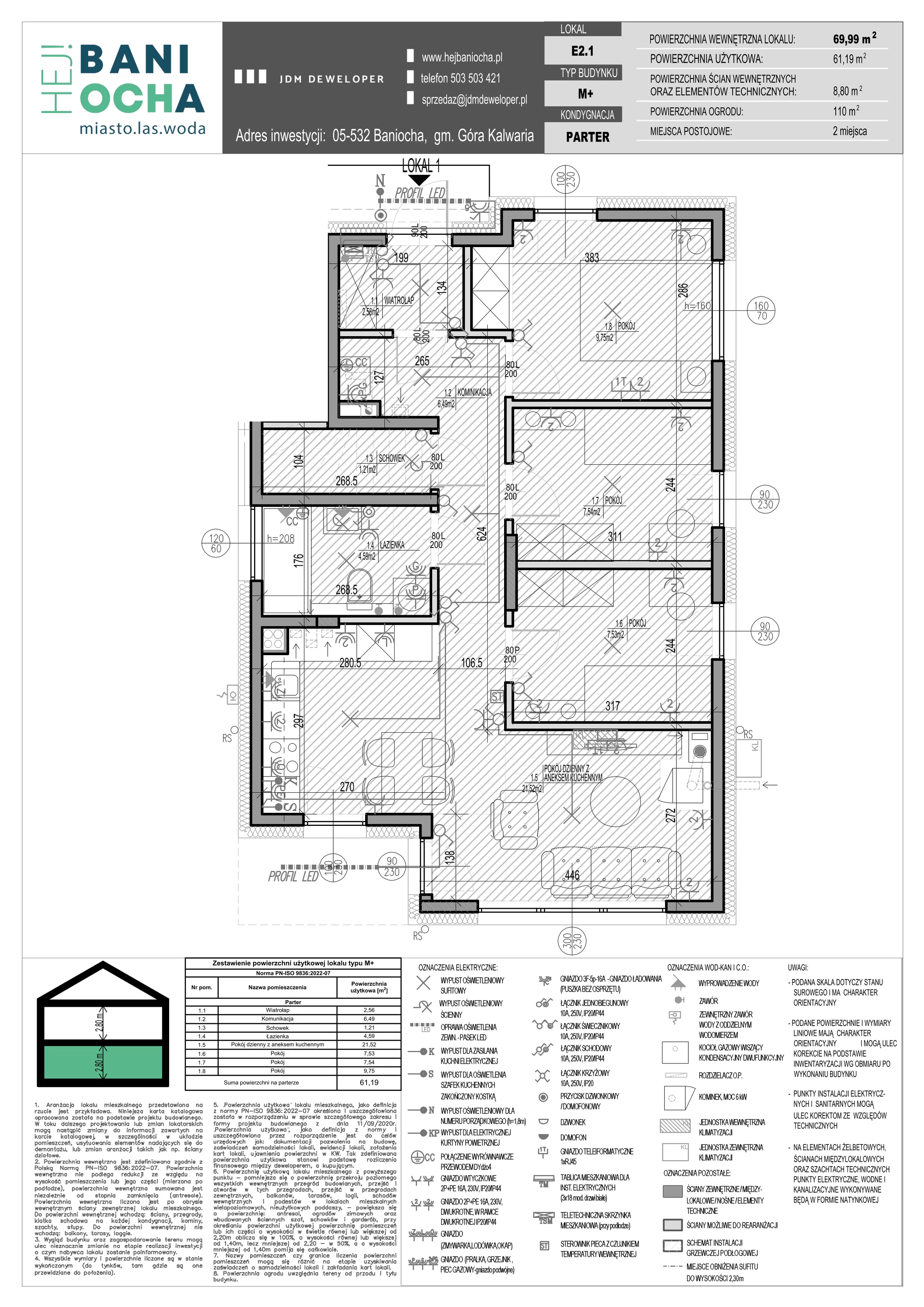 4 pokoje, mieszkanie 69,99 m², parter, oferta nr E2-1, Hej! Baniocha Zadanie E, Baniocha, wjazd od ul. Spokojnej