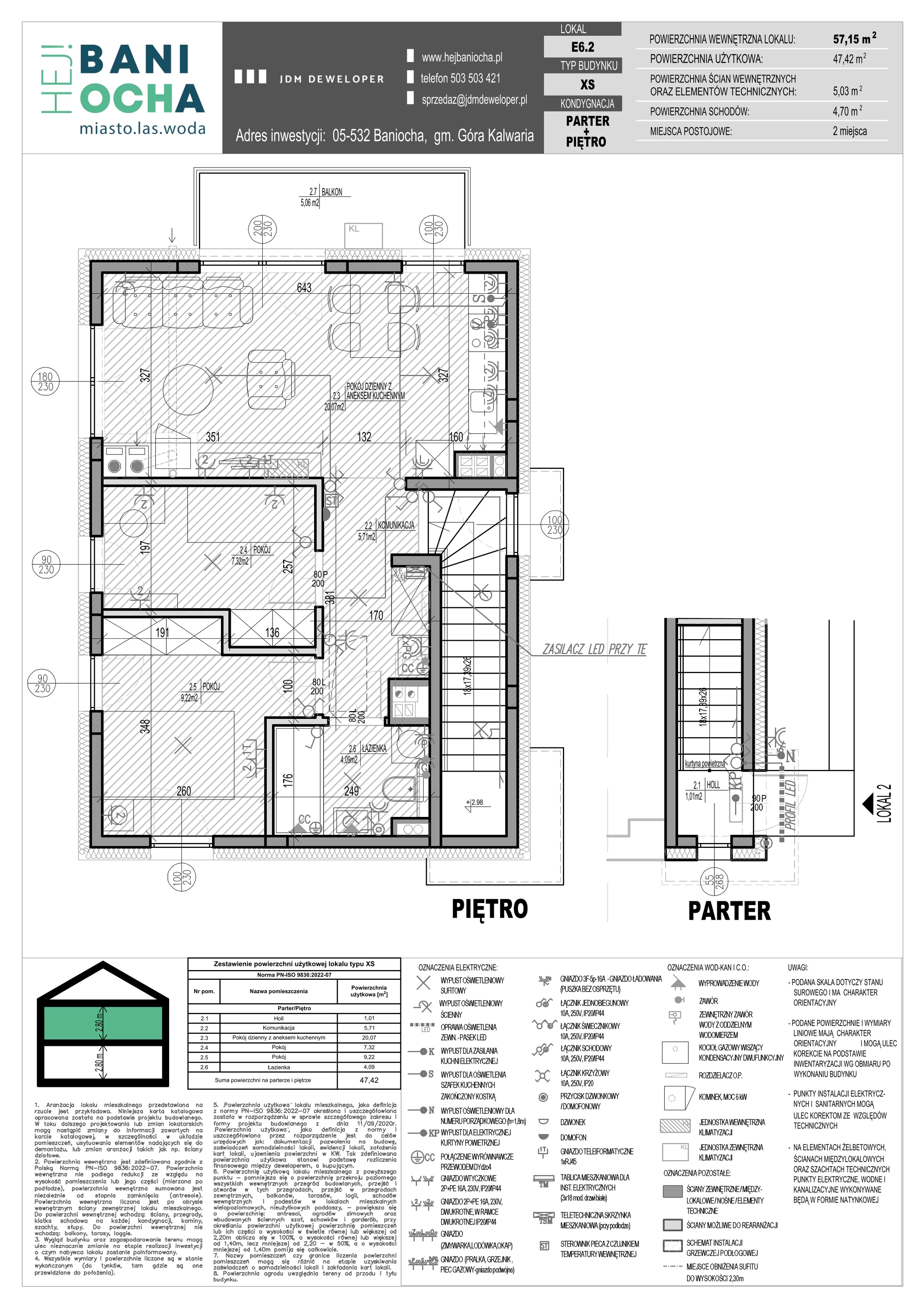 3 pokoje, mieszkanie 57,15 m², piętro 1, oferta nr E6-2, Hej! Baniocha Zadanie E, Baniocha, wjazd od ul. Spokojnej