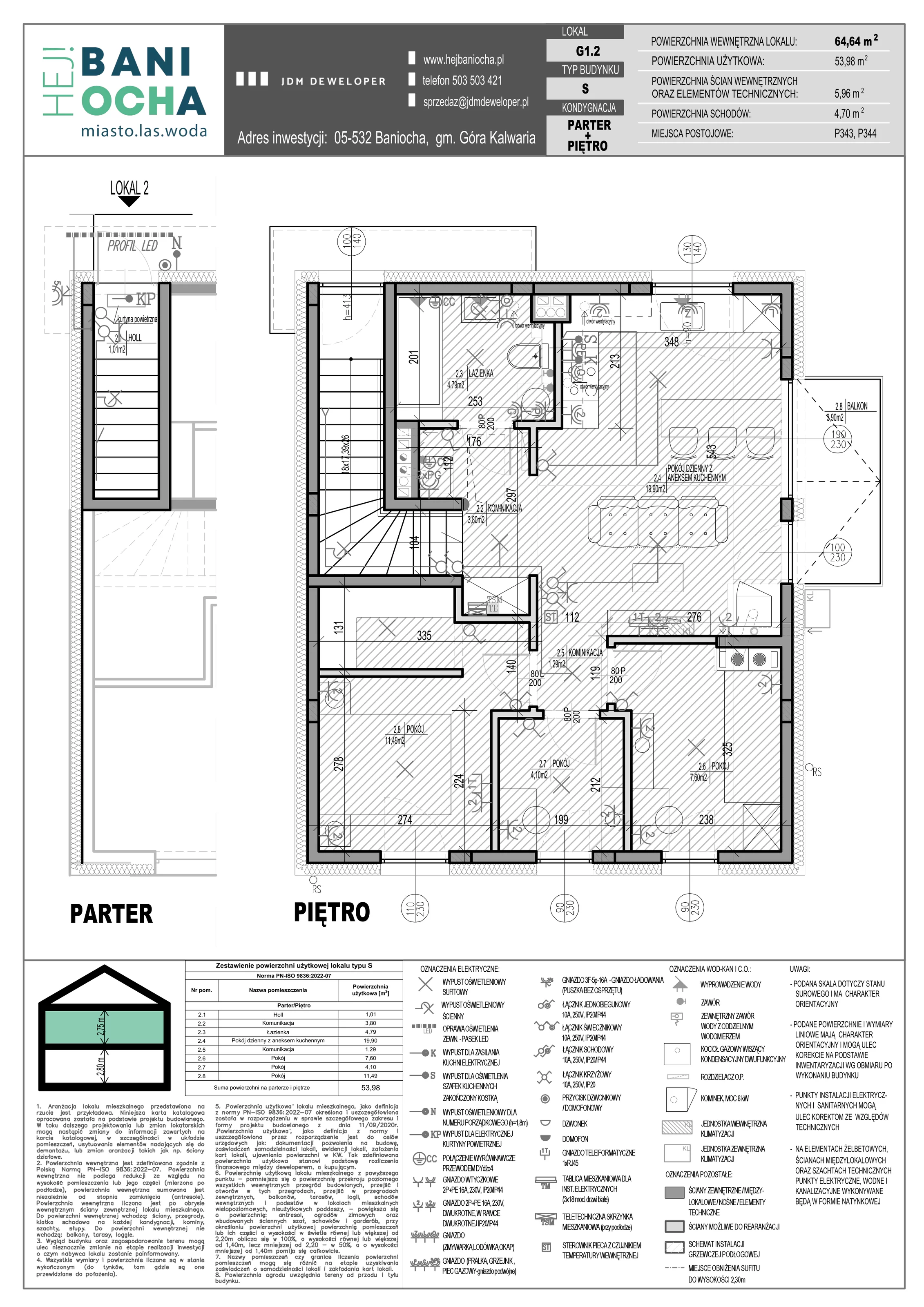 4 pokoje, mieszkanie 64,64 m², piętro 1, oferta nr G1-2, Hej! Baniocha Zadanie G, Baniocha, wjazd od ul. Spokojnej