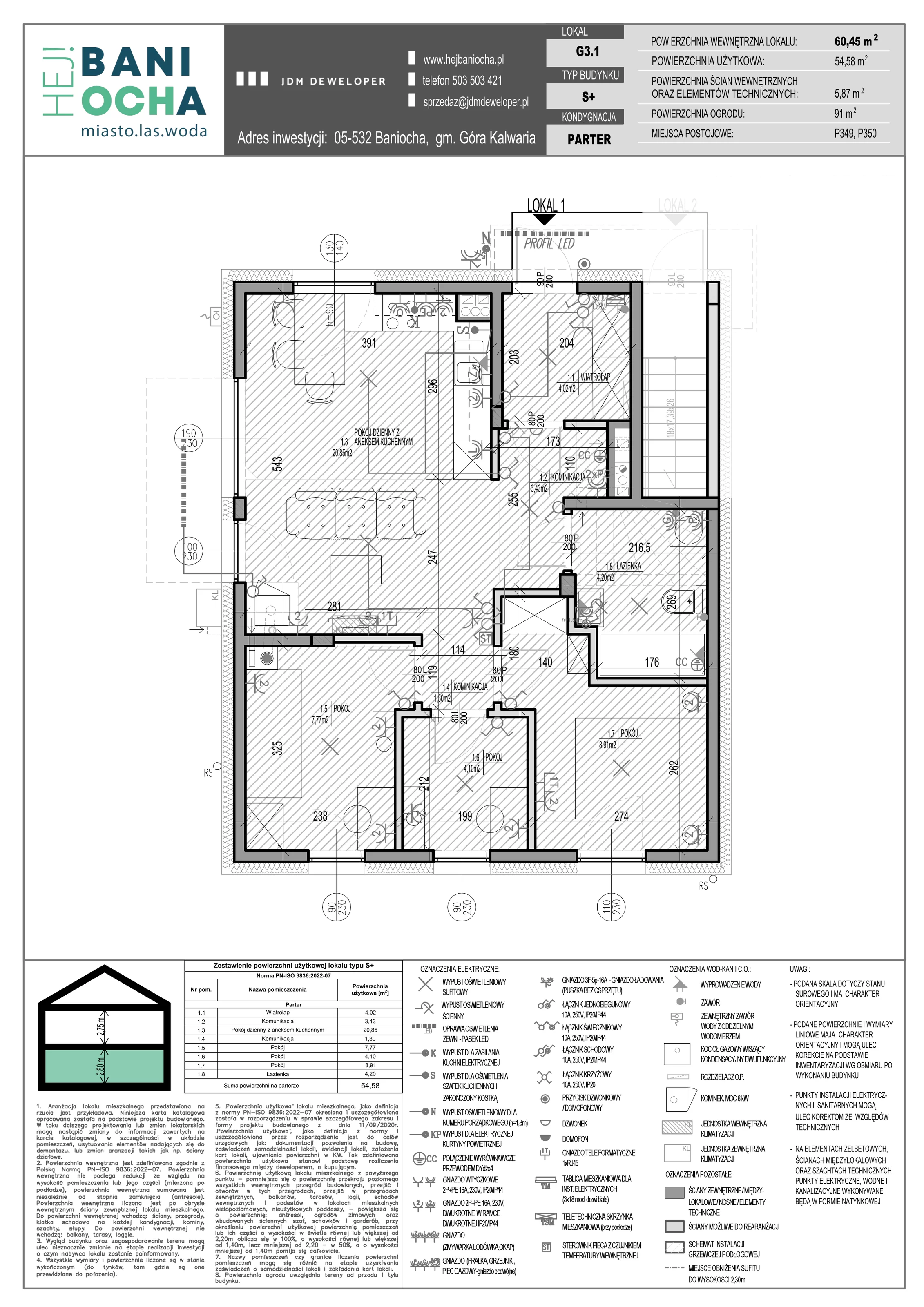 4 pokoje, mieszkanie 60,45 m², parter, oferta nr G3-1, Hej! Baniocha Zadanie G, Baniocha, wjazd od ul. Spokojnej