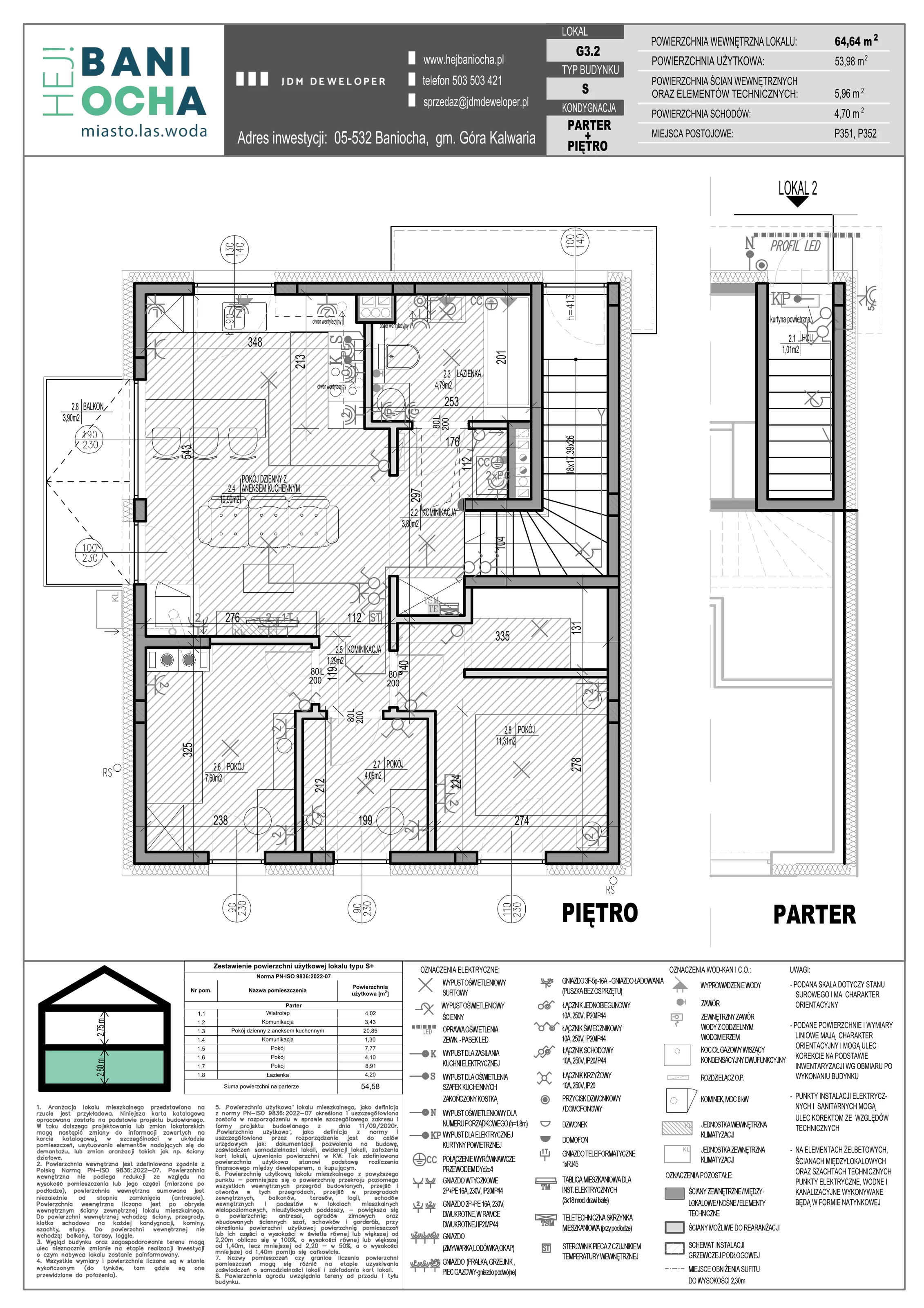 4 pokoje, mieszkanie 64,64 m², piętro 1, oferta nr G3-2, Hej! Baniocha Zadanie G, Baniocha, wjazd od ul. Spokojnej