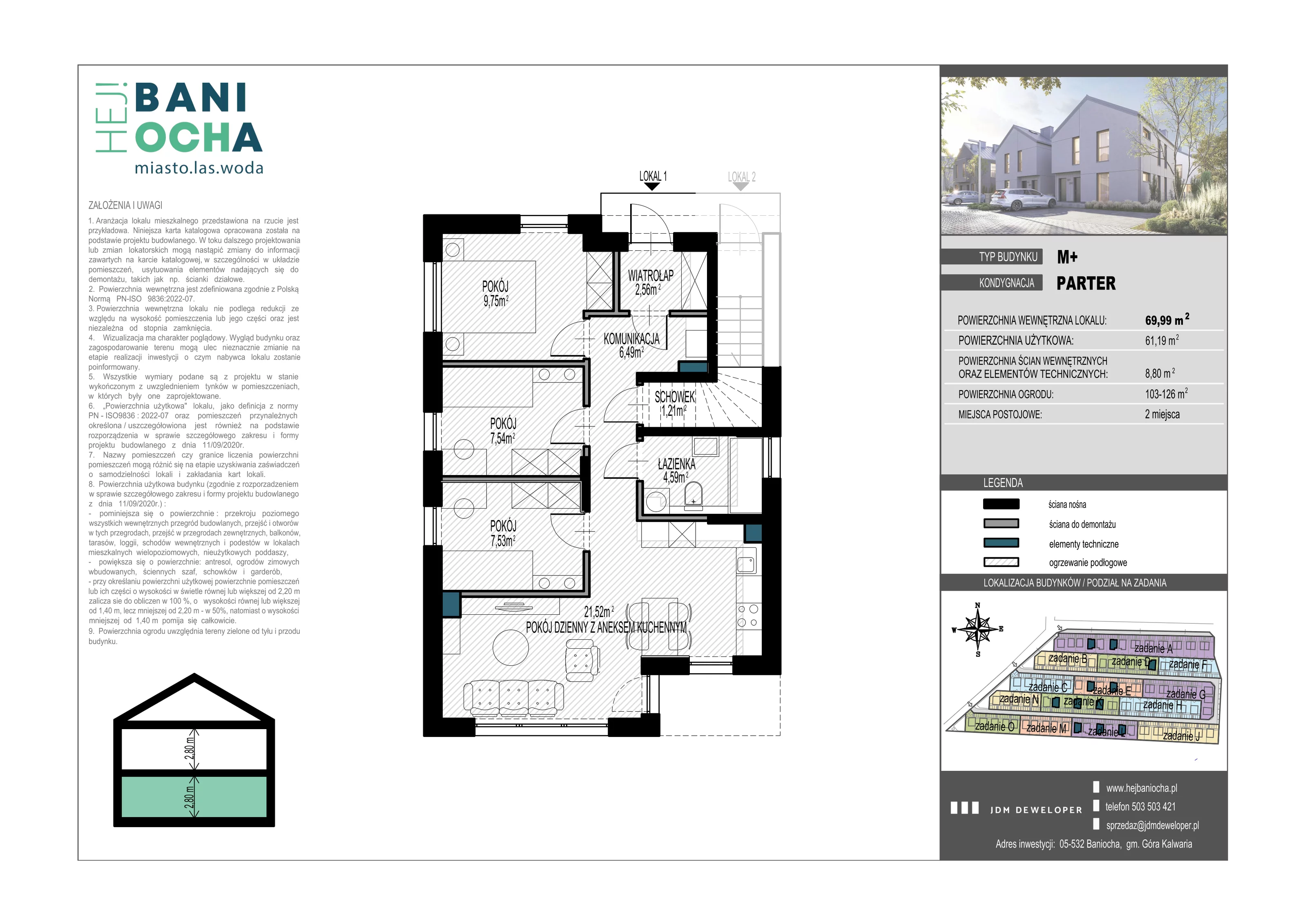 Mieszkanie 70,00 m², parter, oferta nr A8.1, Hej! Baniocha, Baniocha, wjazd od ul. Spokojnej