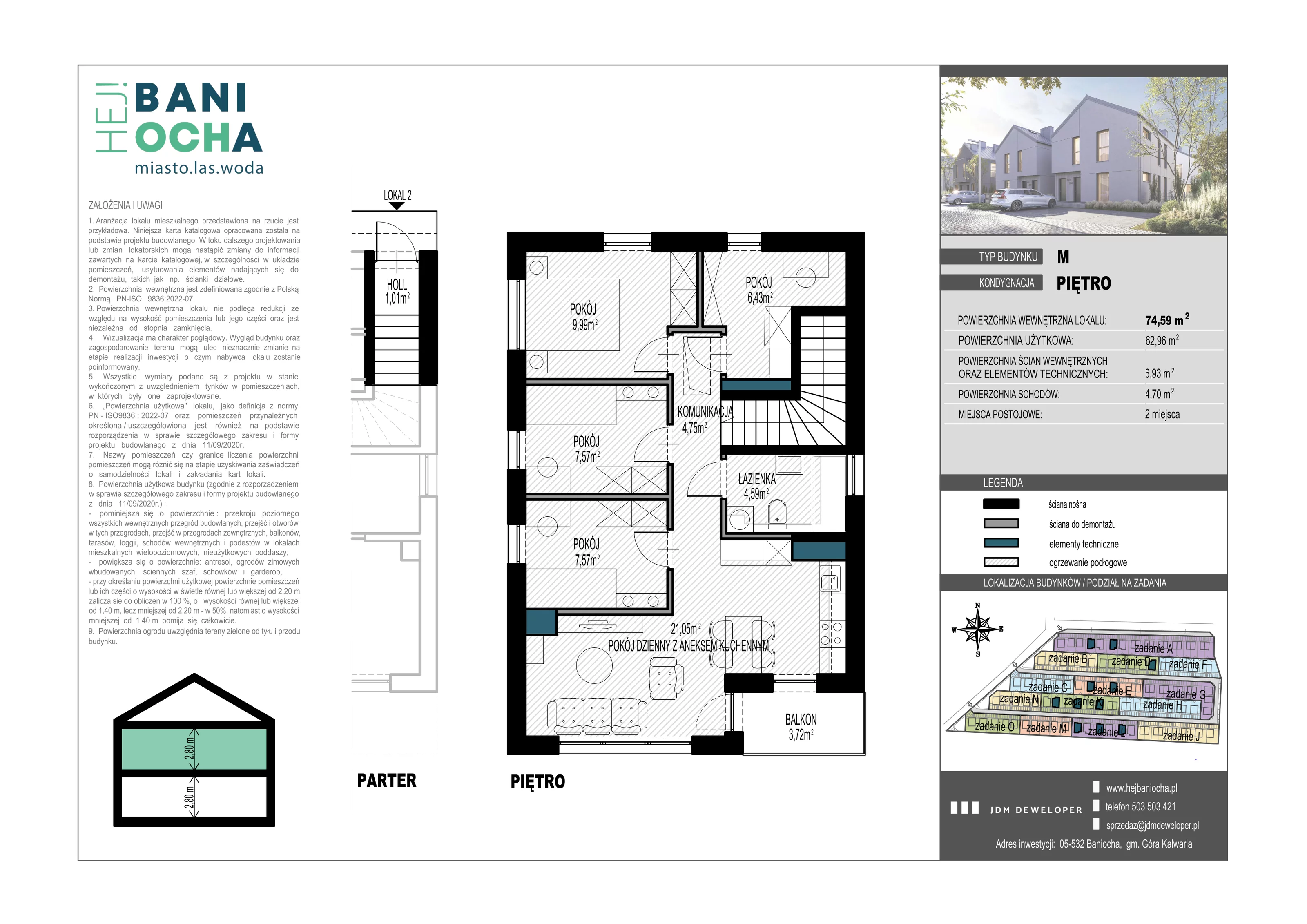 Mieszkanie 75,00 m², piętro 1, oferta nr A10.2, Hej! Baniocha, Baniocha, wjazd od ul. Spokojnej