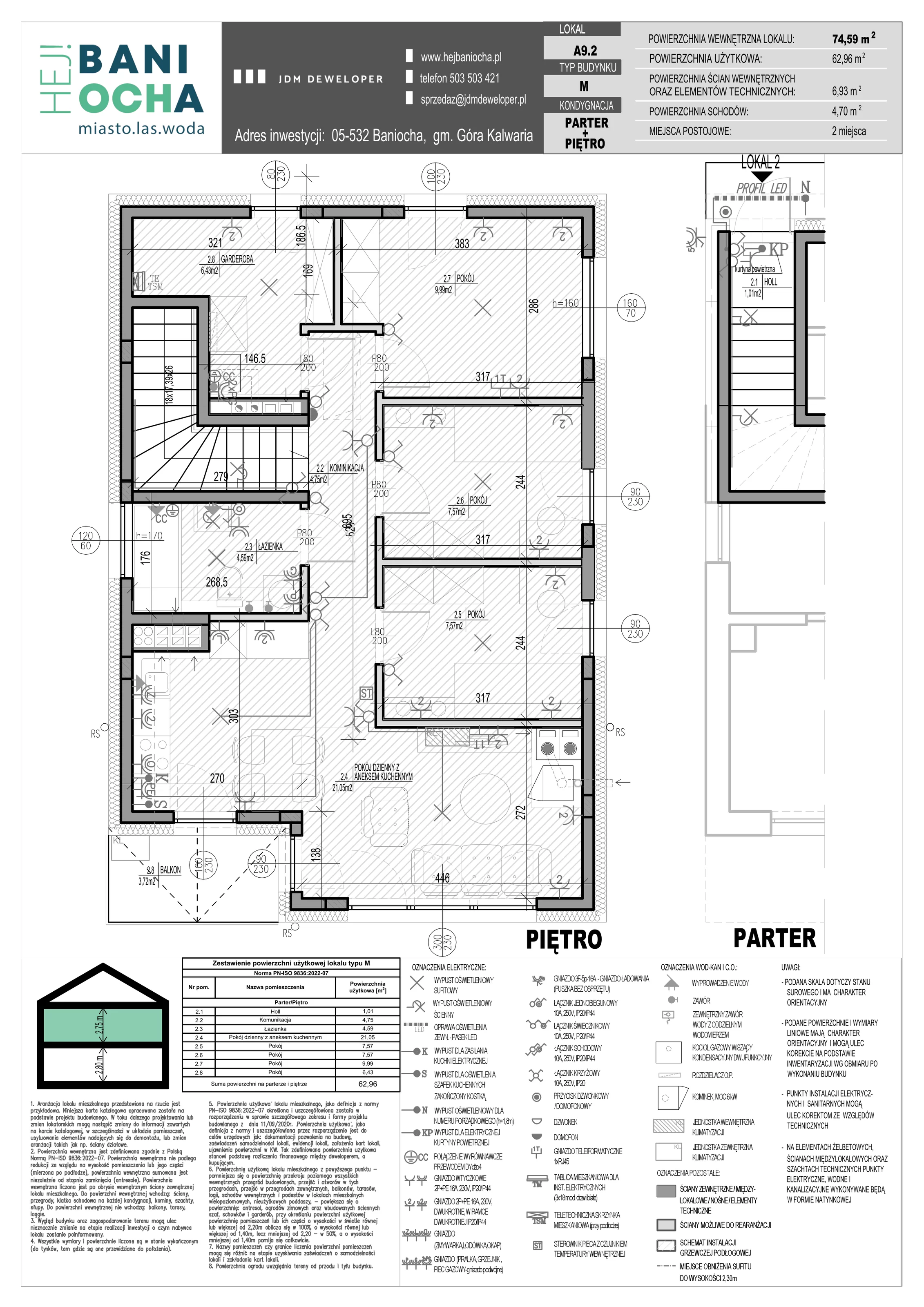 4 pokoje, mieszkanie 74,59 m², piętro 1, oferta nr A9.2, Hej! Baniocha Zadanie A, Baniocha, wjazd od ul. Spokojnej