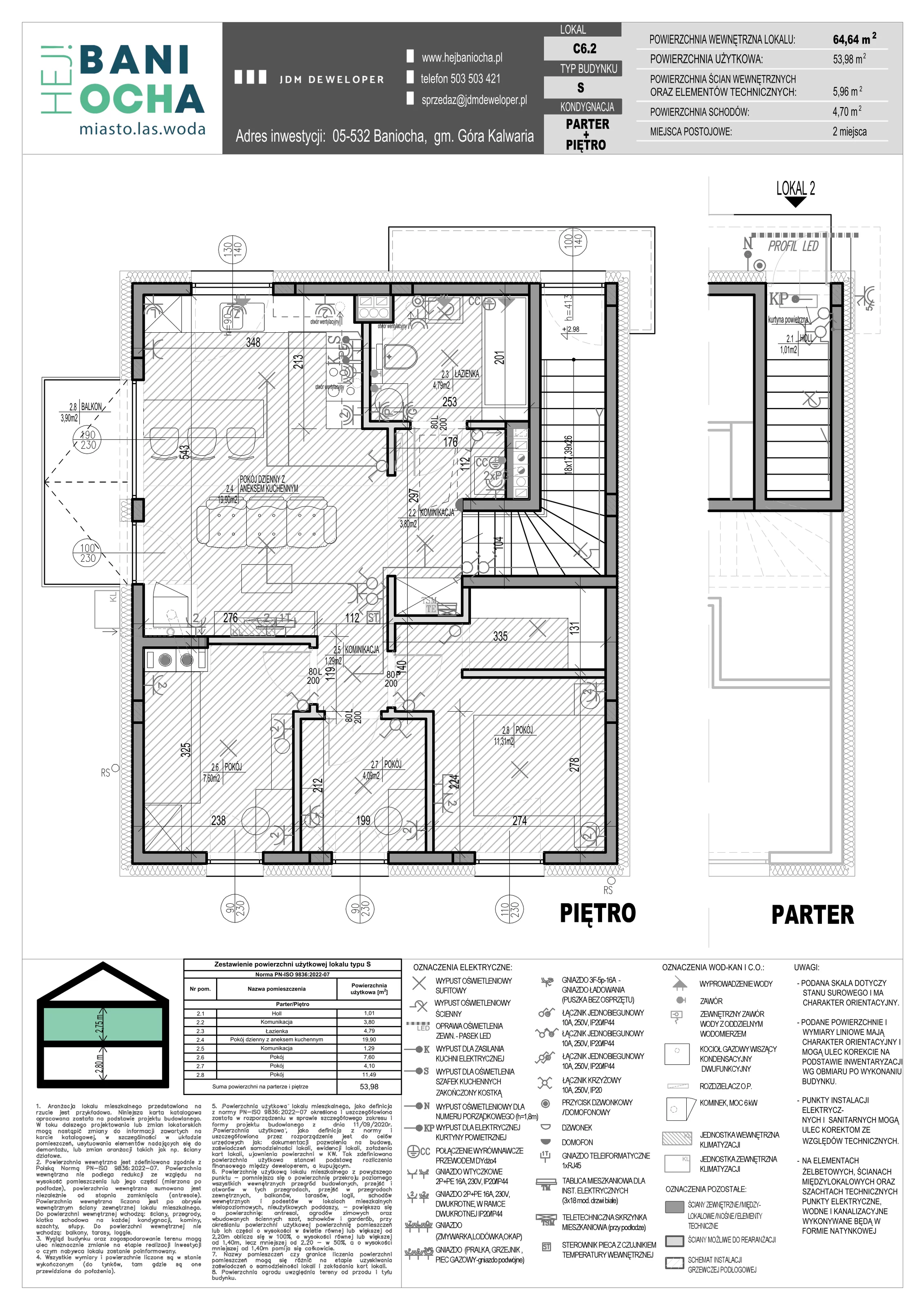 4 pokoje, mieszkanie 64,64 m², piętro 1, oferta nr C6.2, Hej! Baniocha Zadanie C, Baniocha, wjazd od ul. Spokojnej